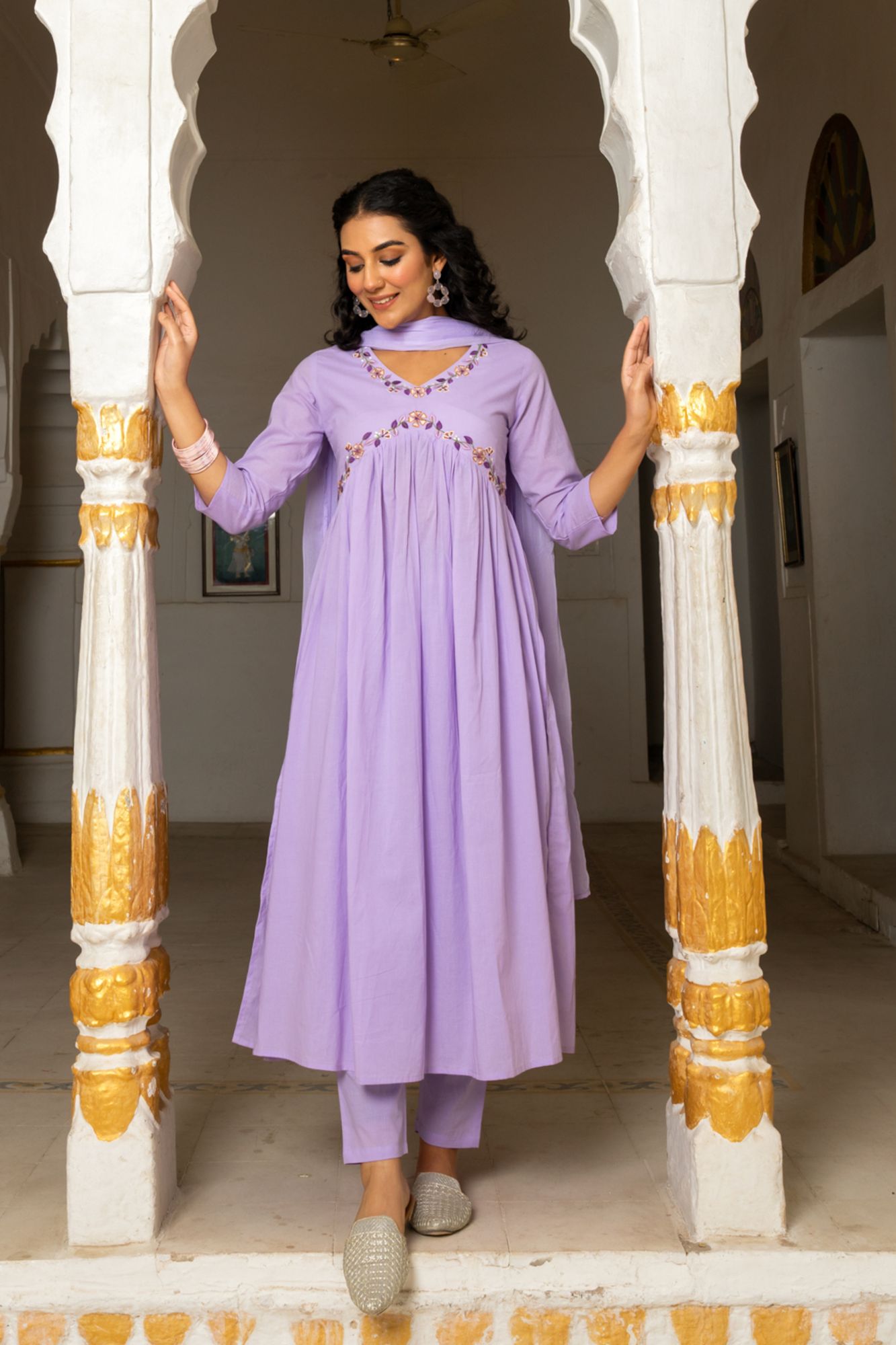 LAVIKA COTTON EMBROIDERY KURTA SET