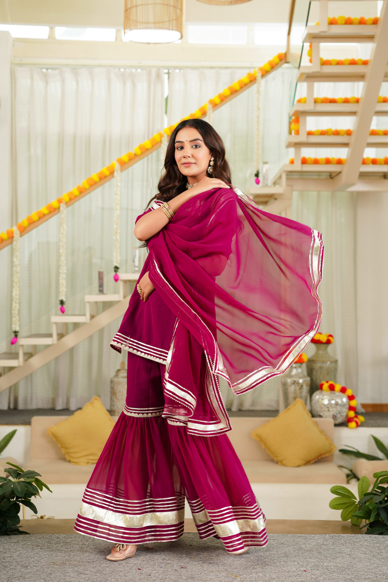 CLARA WINE SHARARA SET