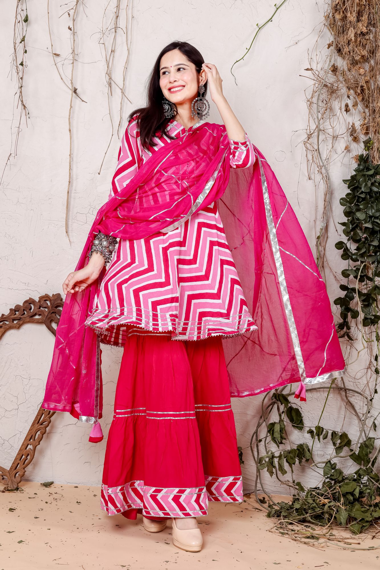 SHADES OF PINK FLOWY SHARARA SET