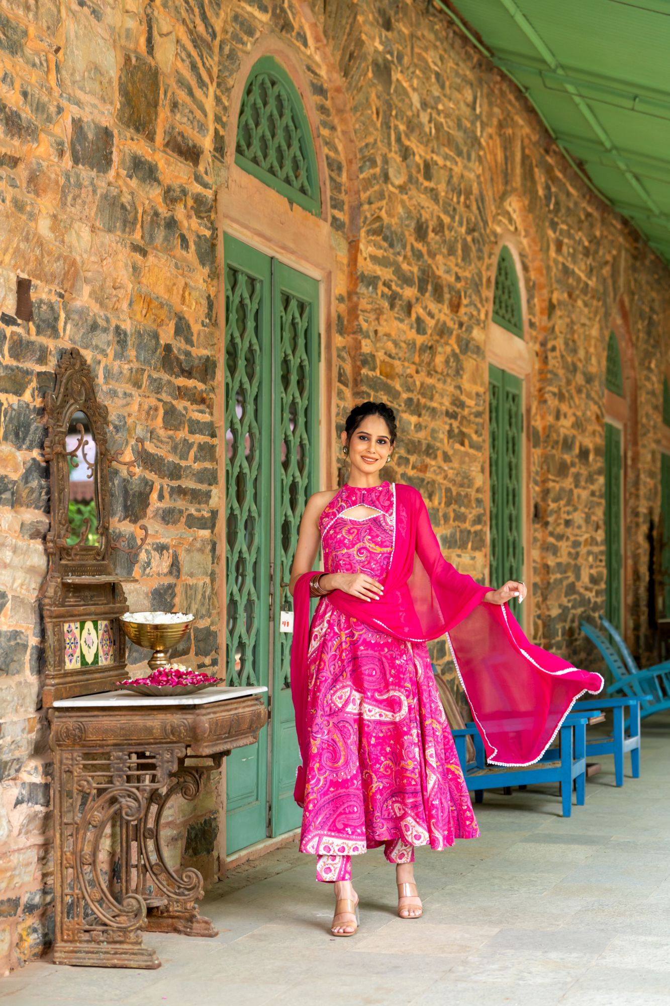 PINK PETAL ANARKALI SET