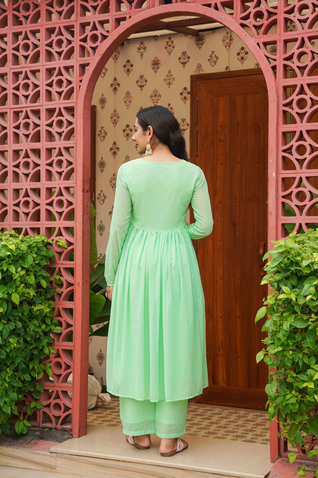 MINT SEQUIN GEORGETTE ANARKALI SET