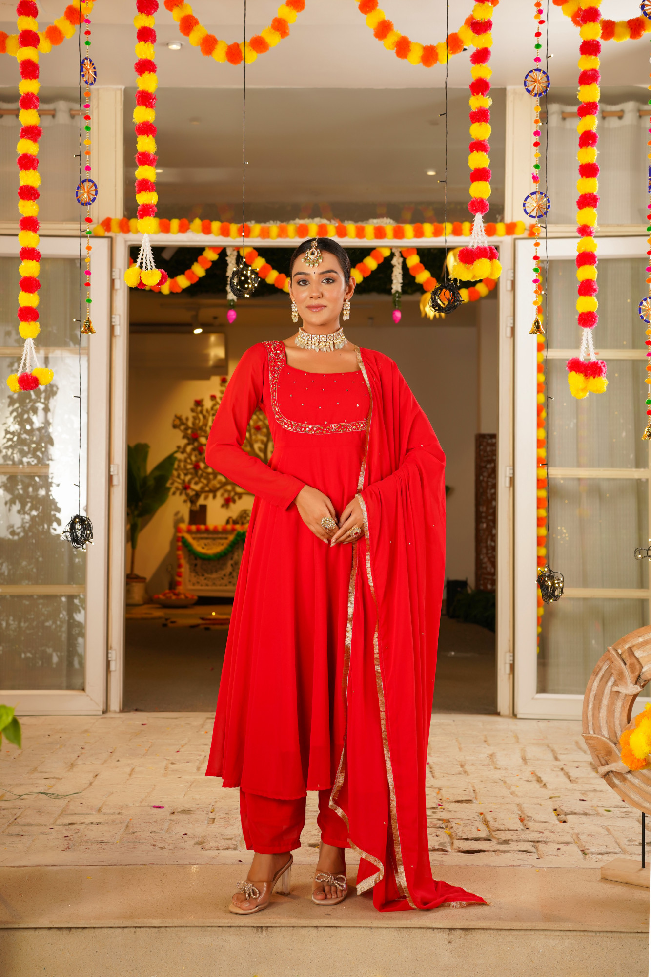 RED ROYALE ANARKALI SET