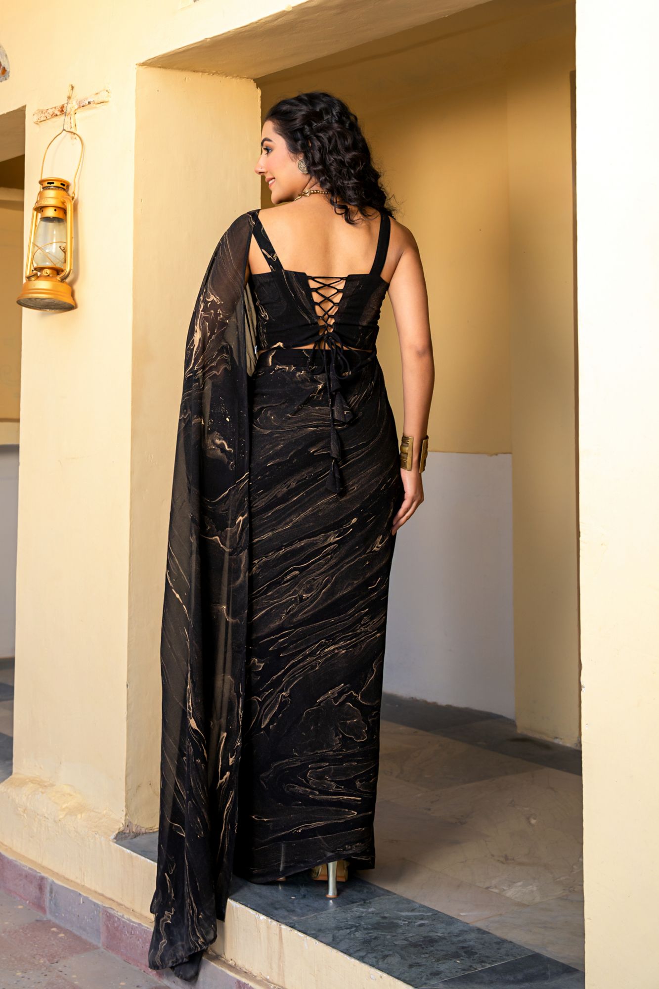 MIDNIGHT MARBLE GEORGETTE SAREE