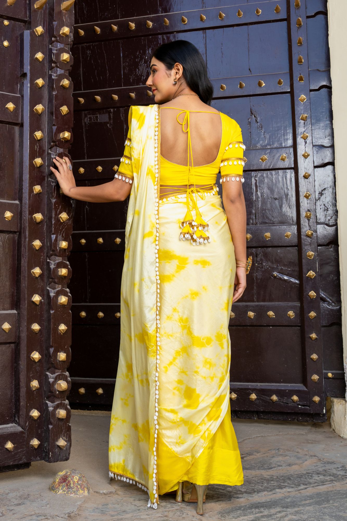 SUNFLOWER TIE-DYE PRE-DRAPED SAREE