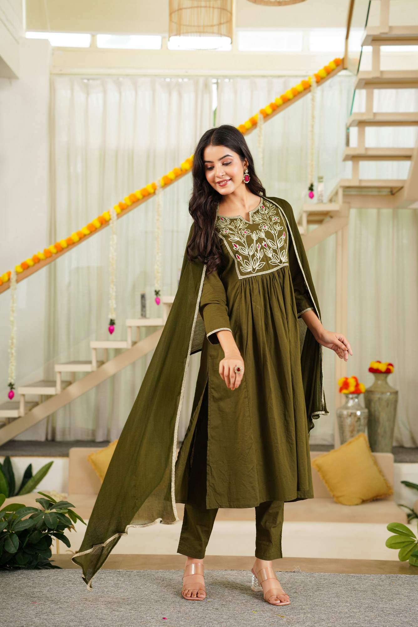 OLIVE DORI KURTA SET