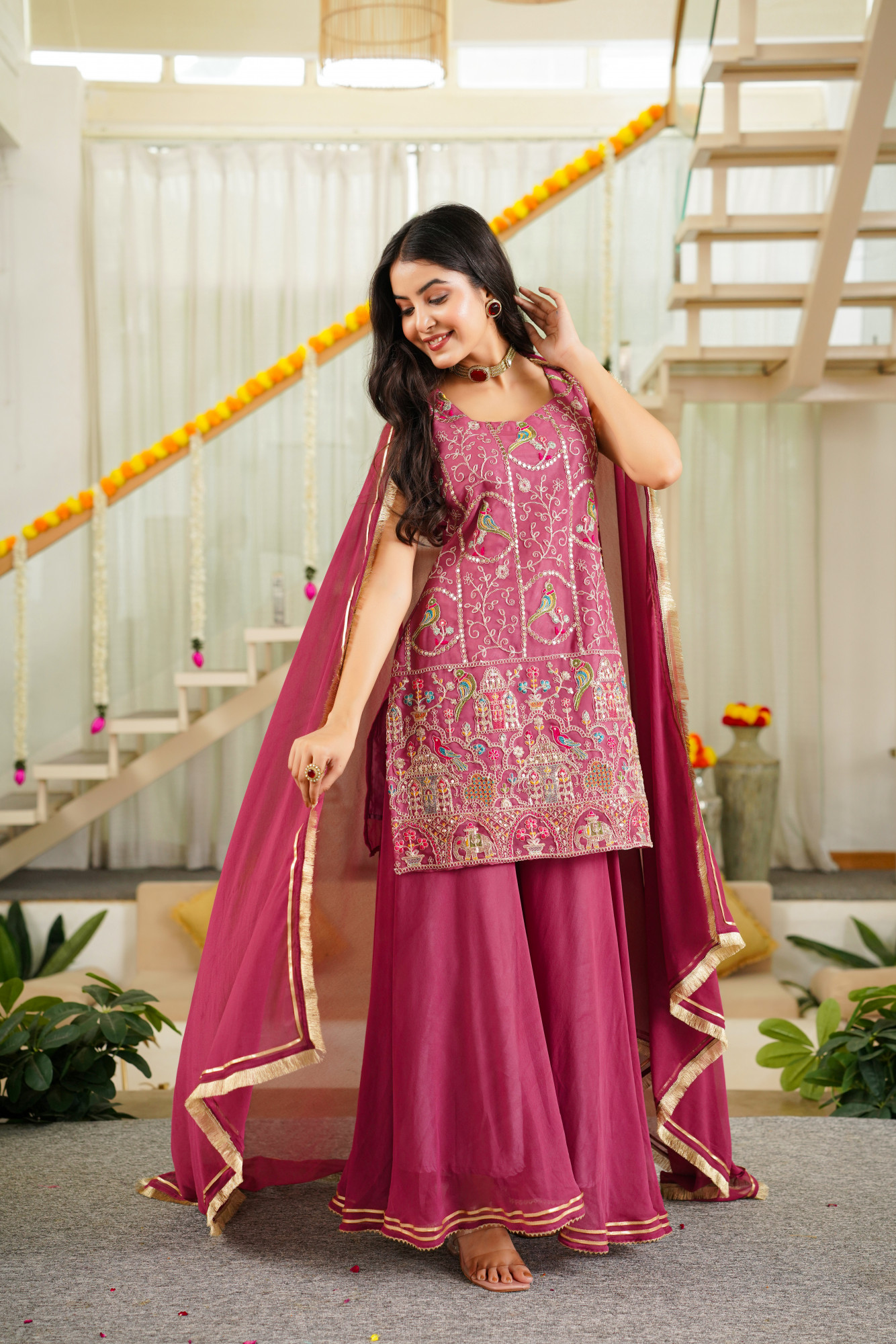 FLEURA MAUVE SHARARA SET