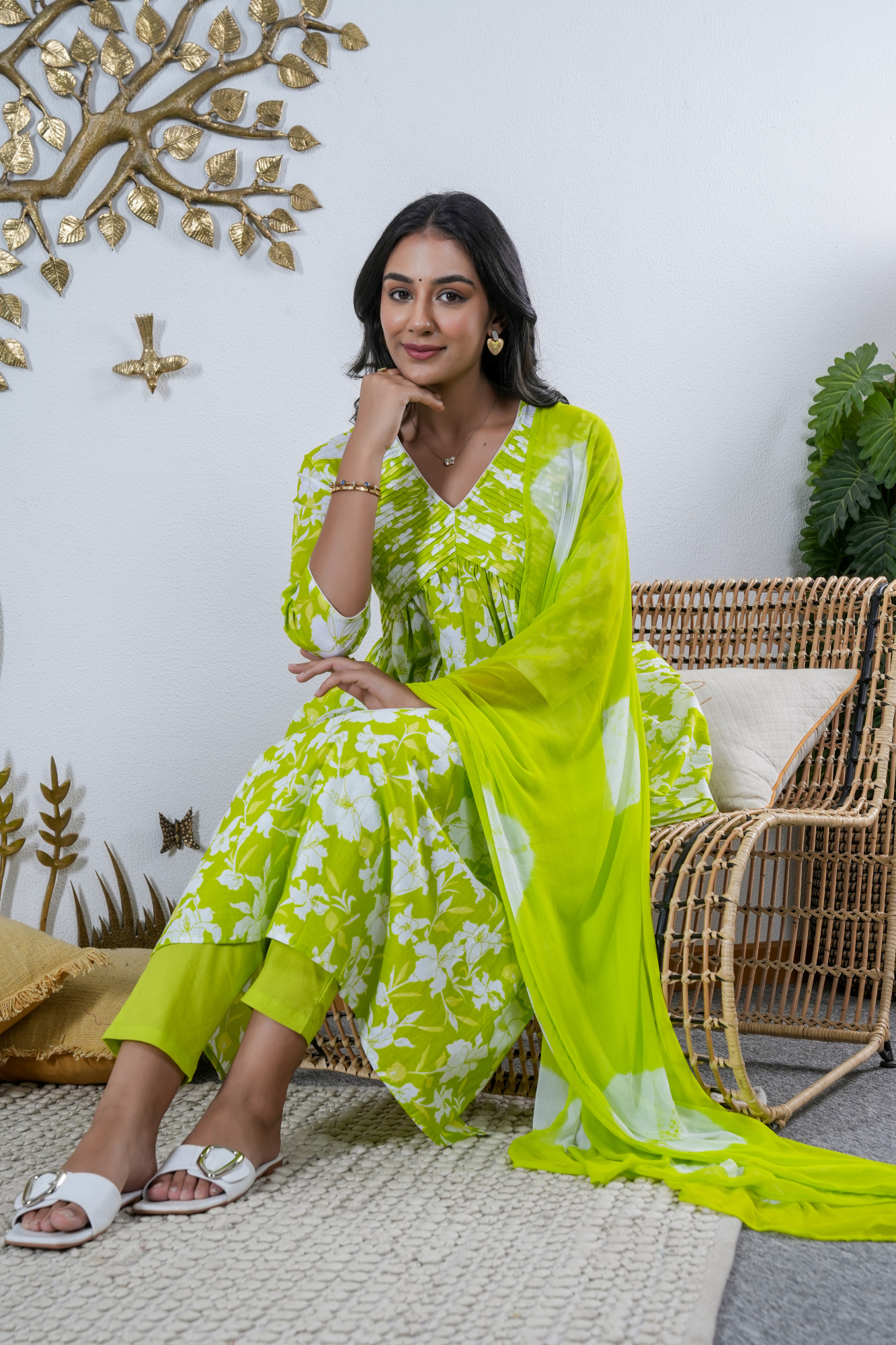SPRING PALLVI LIME COTTON SET