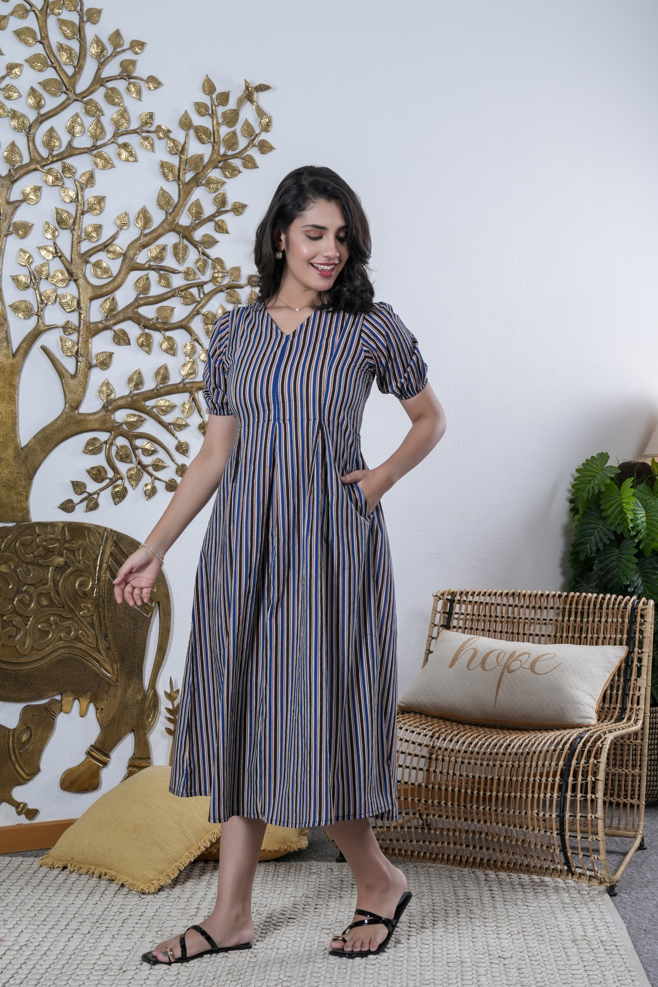 RANG TARANG NEEL COTTON DRESS