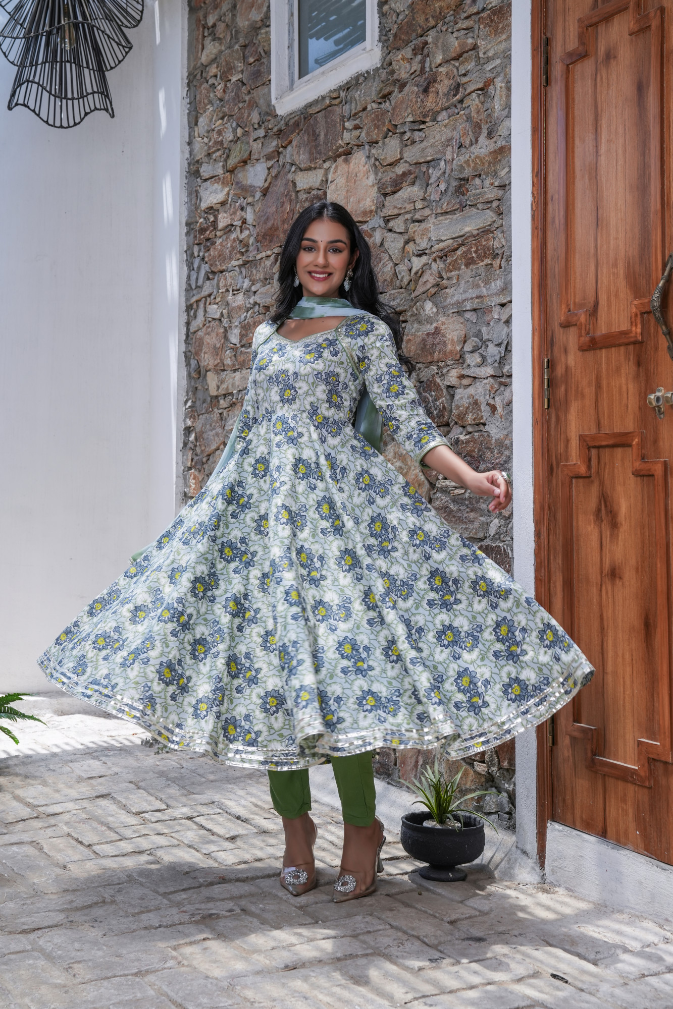 PHOOLWARI SKY BLOOM COTTON ANARKALI