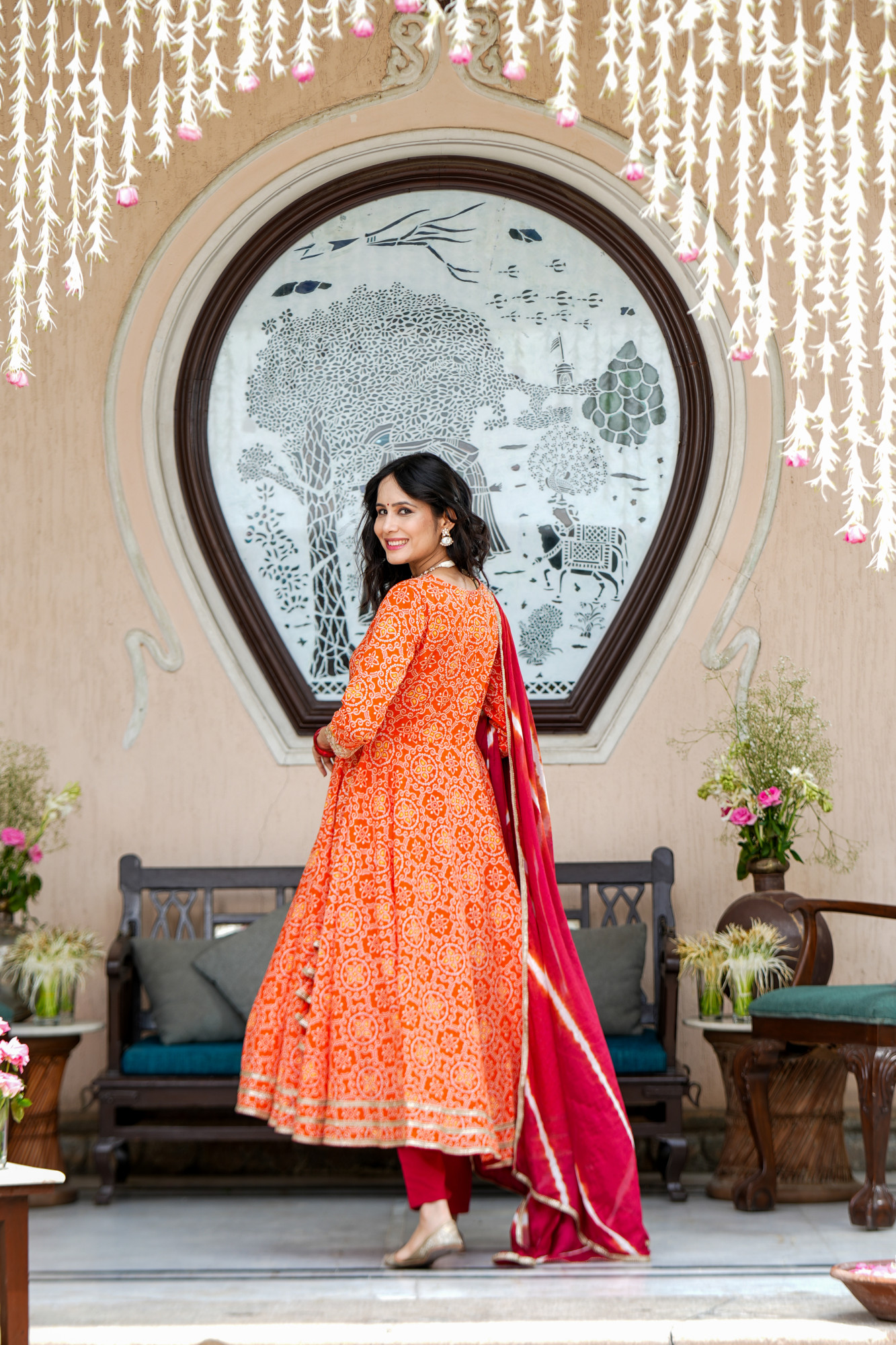 TARUNI ORANGE BANDHANI COTTON SUIT SET