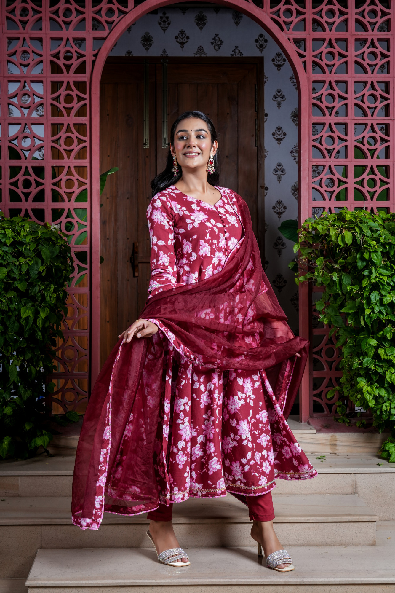 MANIKA MAROON COTTON FLAIR