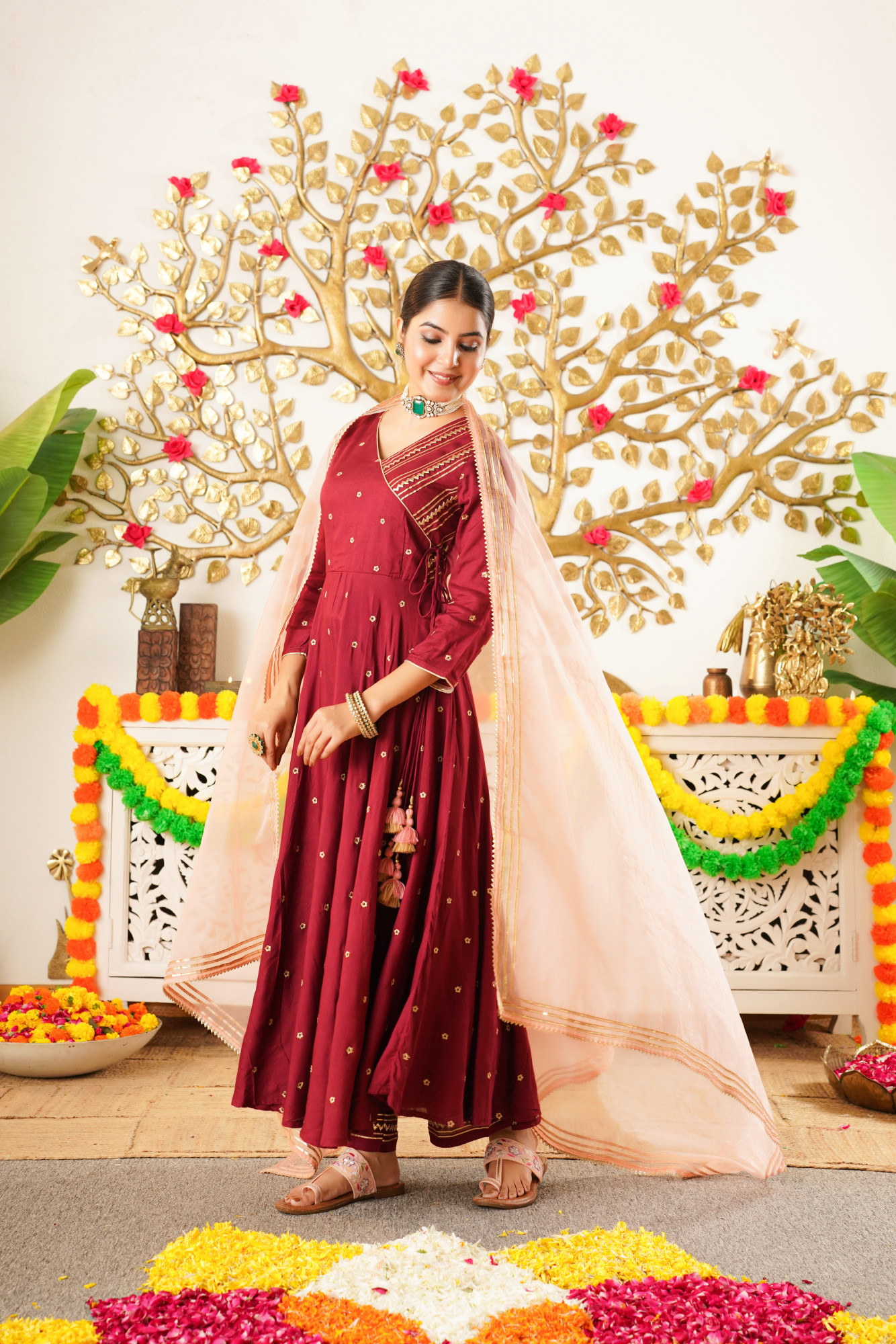 RAYZARA WINE ANARKALI SET