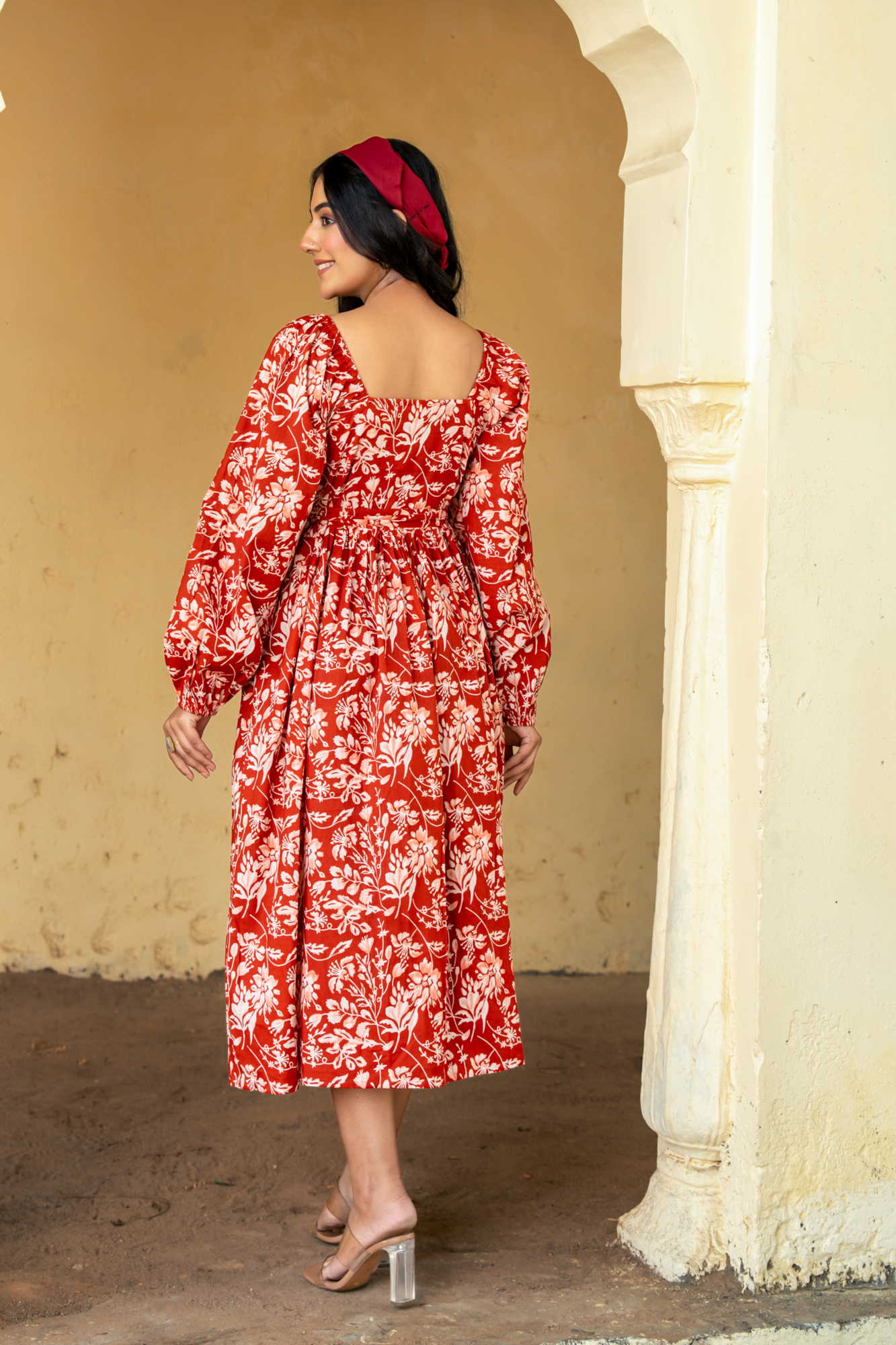 GULNAAR MAROON COTTON DRESS