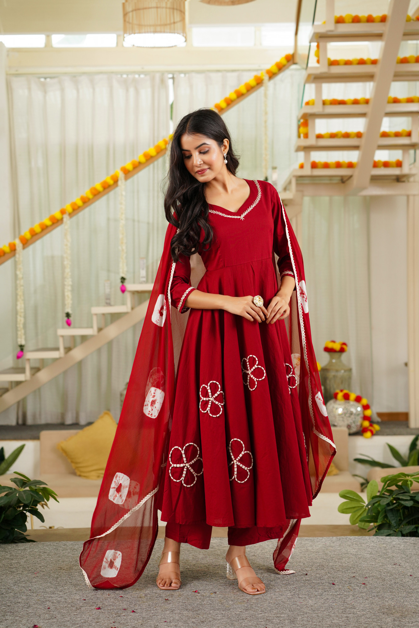 AURRA EMBROIDERED ANARKALI SET