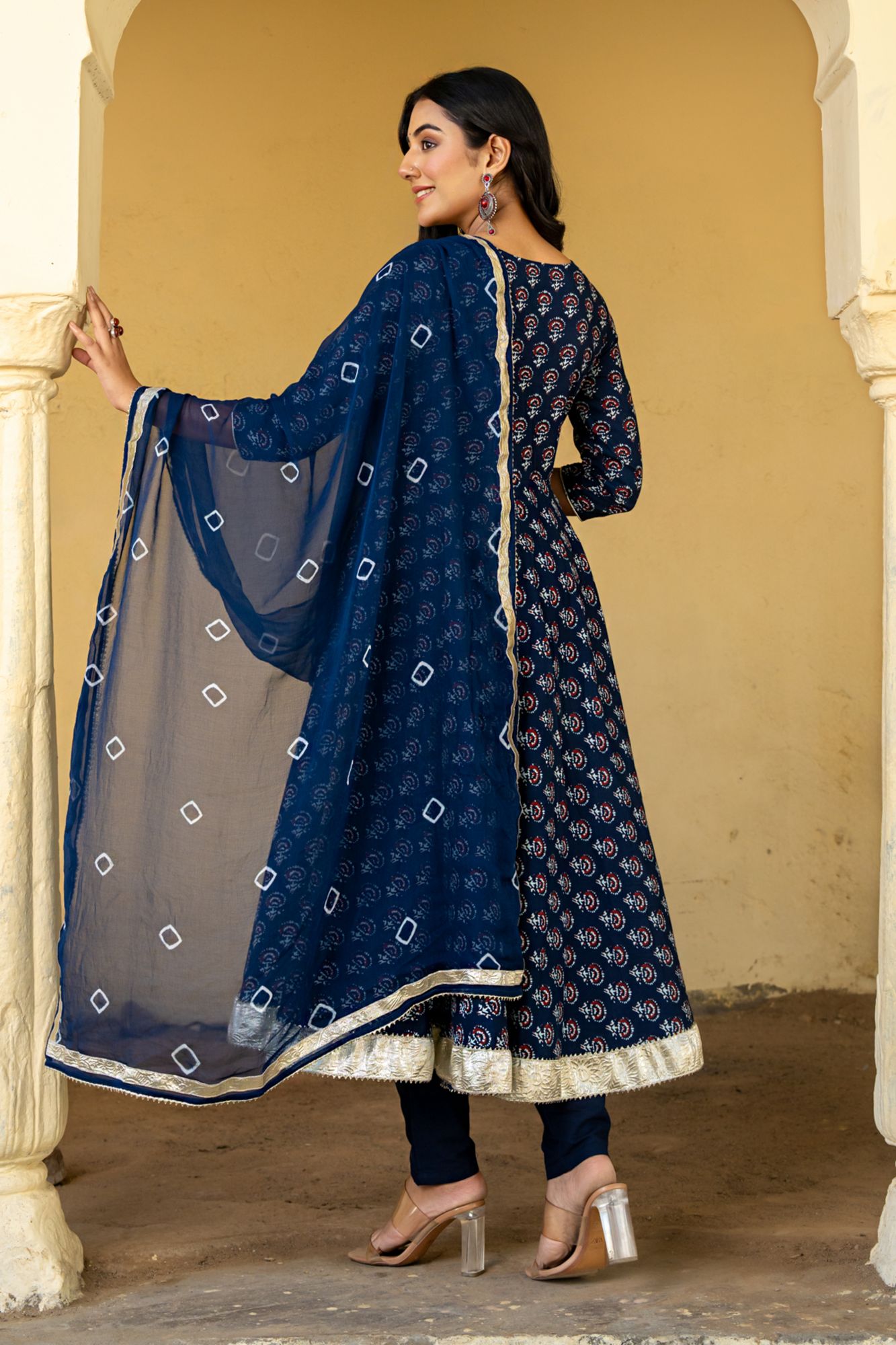 NAVY BLUE FLORAL SPLENDOR SUIT SET