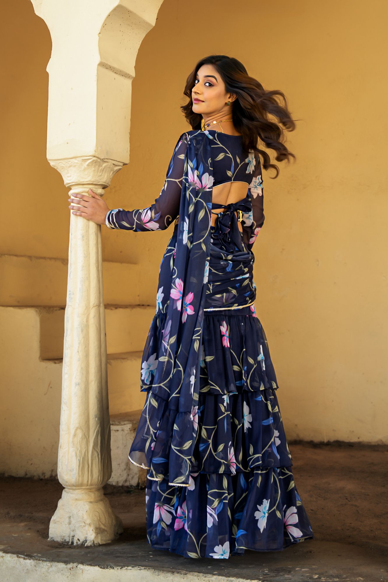 NEELAMIKA CHIFFON PRE-DRAPED SAREE