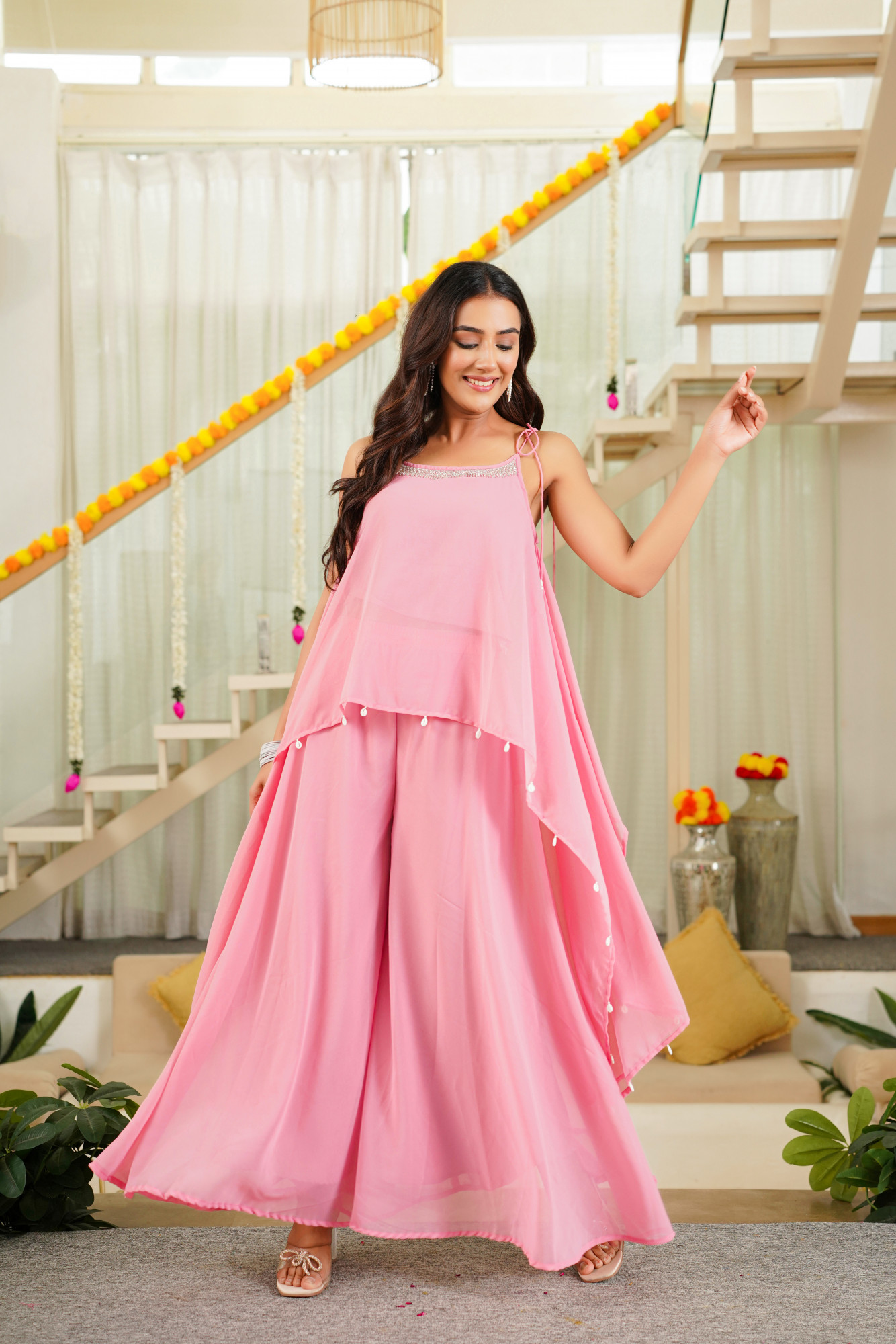 FLOYRA PINK SHARARA SET
