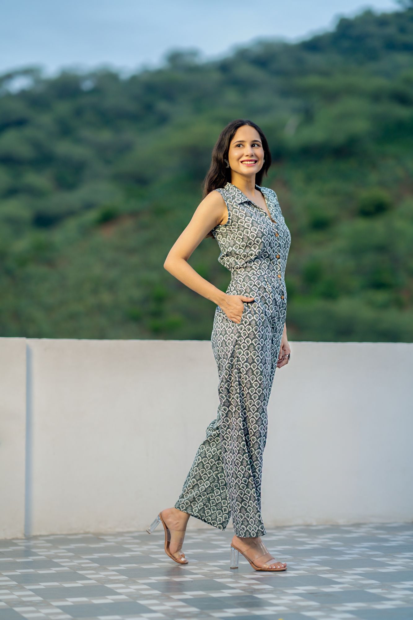 CHIC GREY COTTON JUMPSUIT