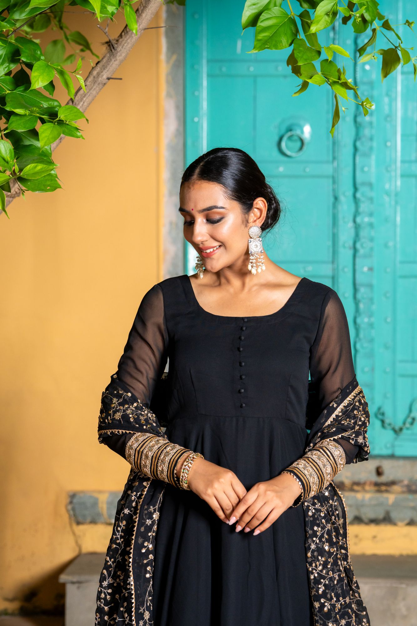 BLACK ZARI SPLENDOR ANARKALI SET