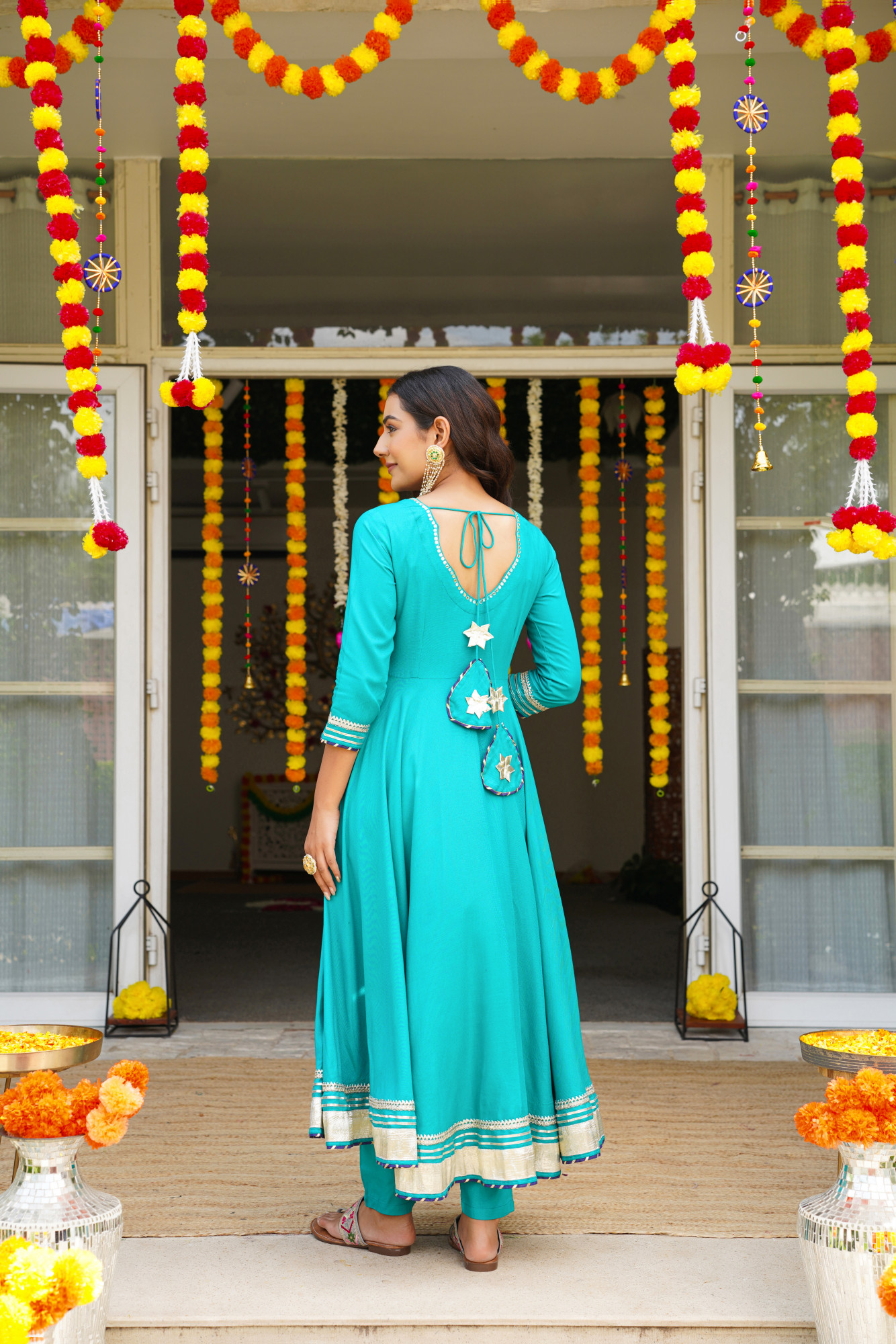 TEAL LUSTRE RAYON ANARKALI SET