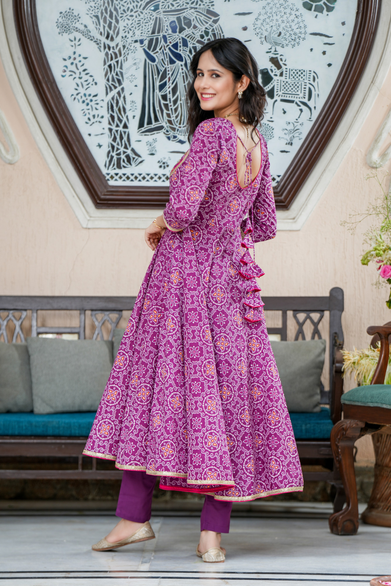LAVANYA PURPLE BANDHANI COTTON SUIT SET