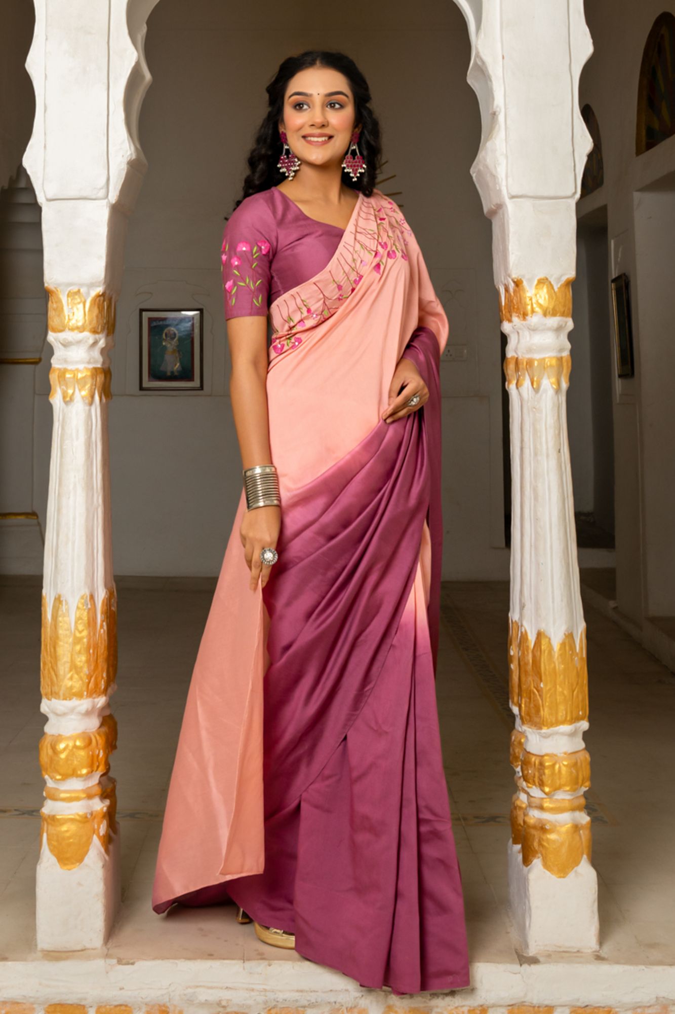 FLORENTIA CHANDERI EMBROIDERY SAREE