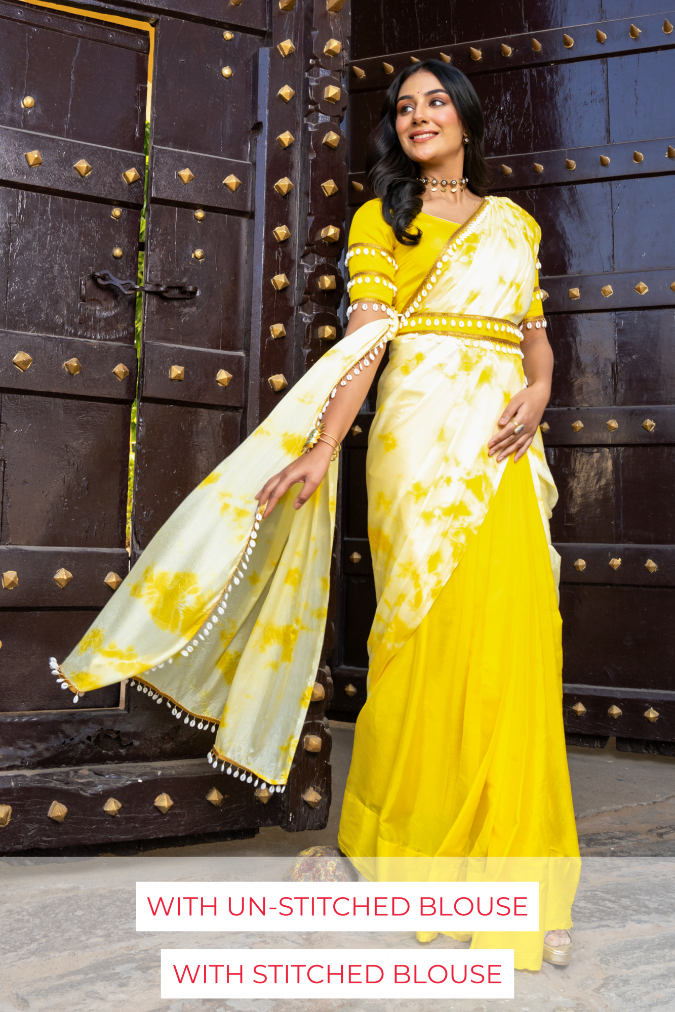 SUNFLOWER TIE-DYE PRE-DRAPED SAREE