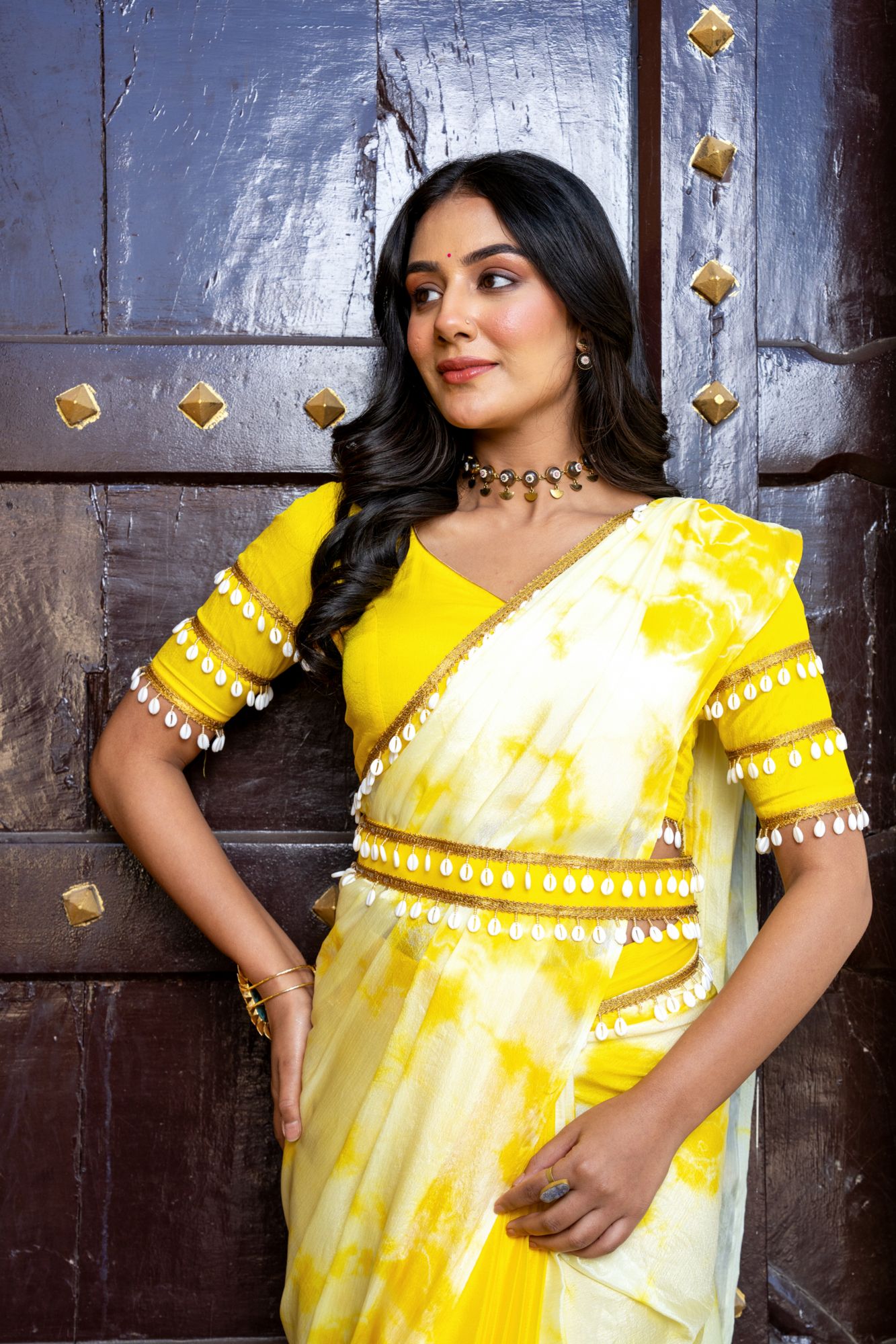 SUNFLOWER TIE-DYE PRE-DRAPED SAREE