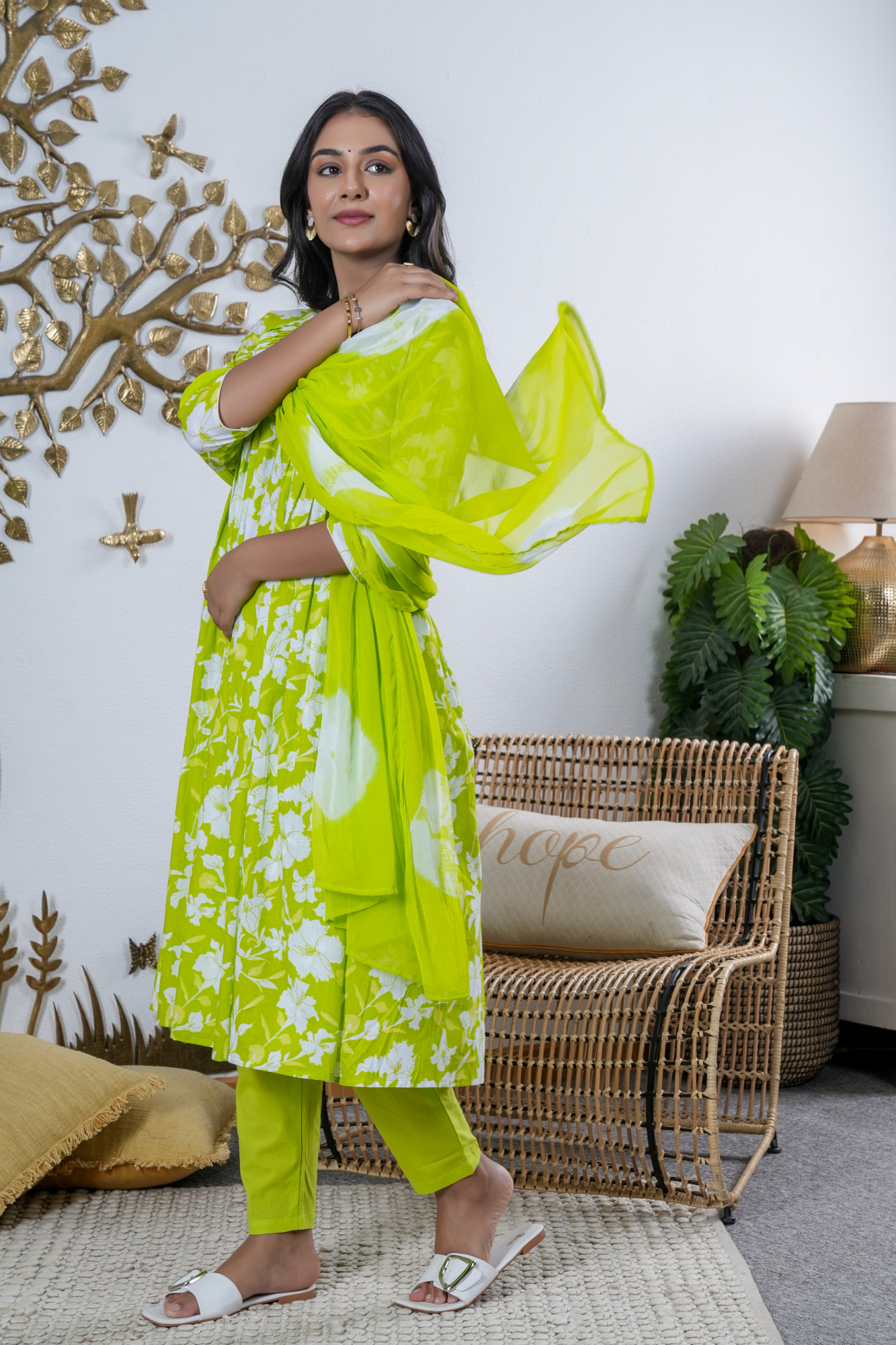 SPRING PALLVI LIME COTTON SET