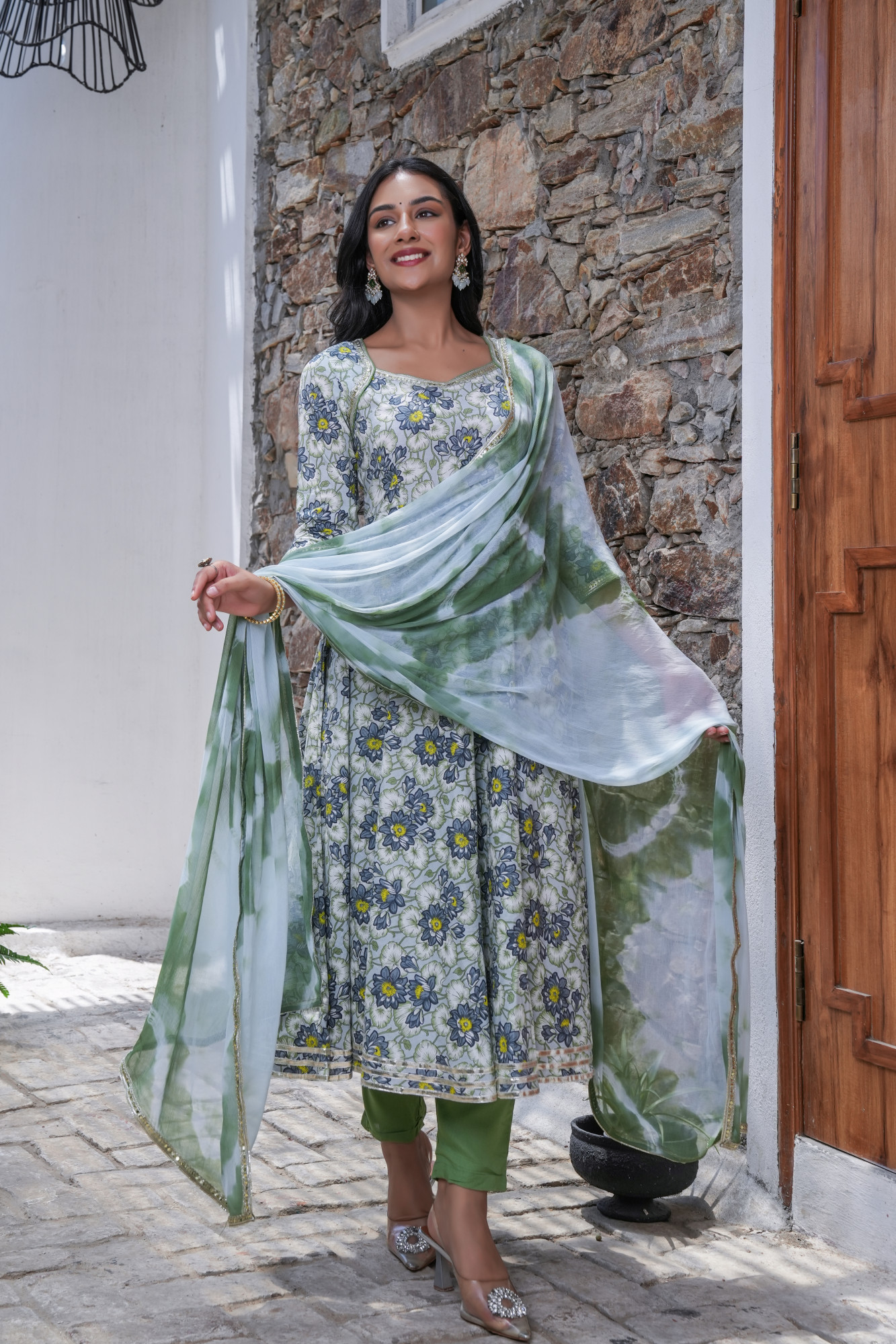 PHOOLWARI SKY BLOOM COTTON ANARKALI