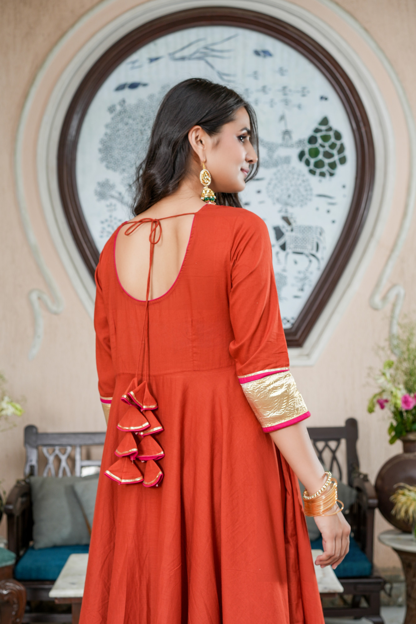 KANAK RUST MIRROR GOTTA ANARKALI SET