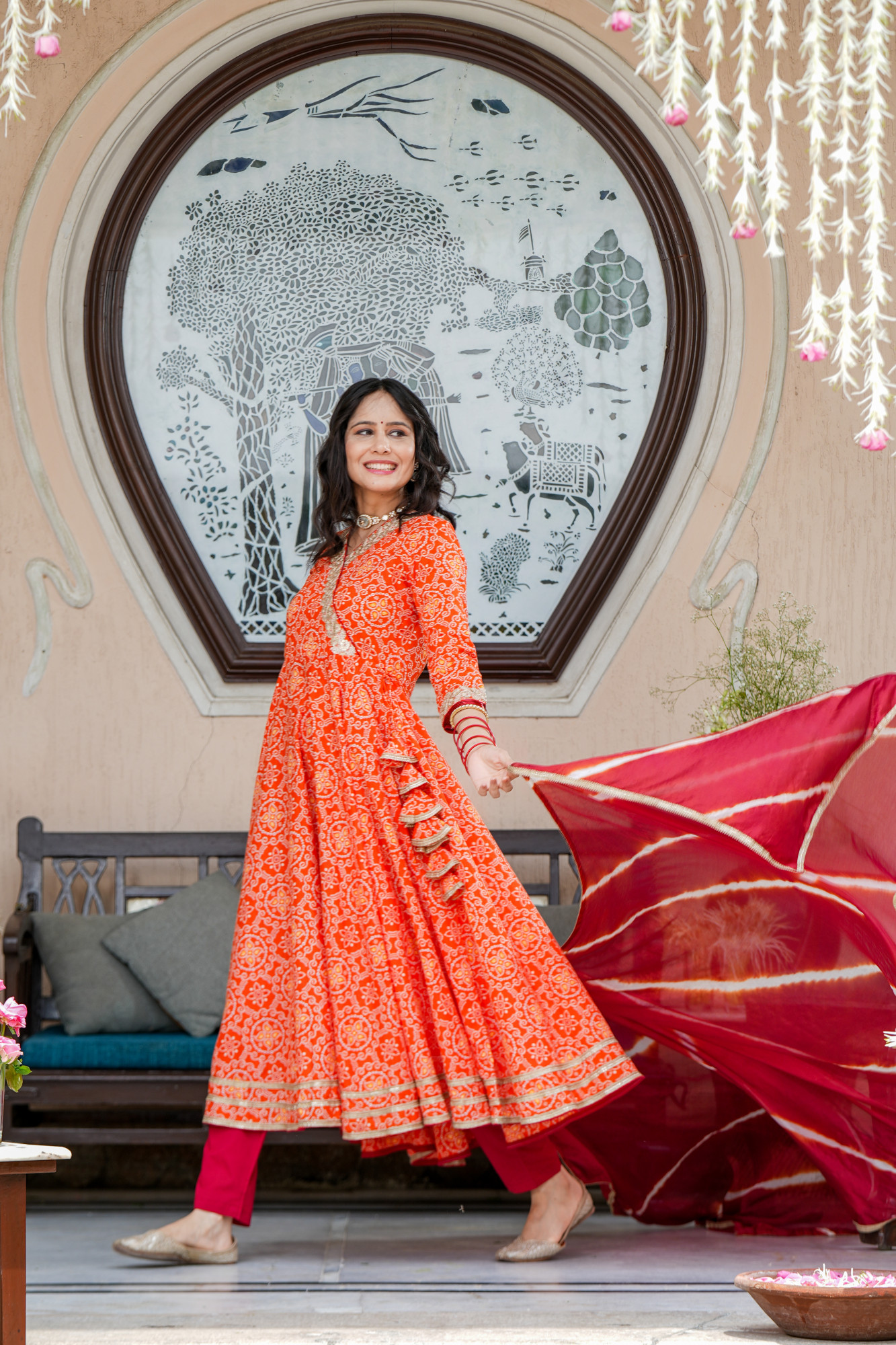 TARUNI ORANGE BANDHANI COTTON SUIT SET