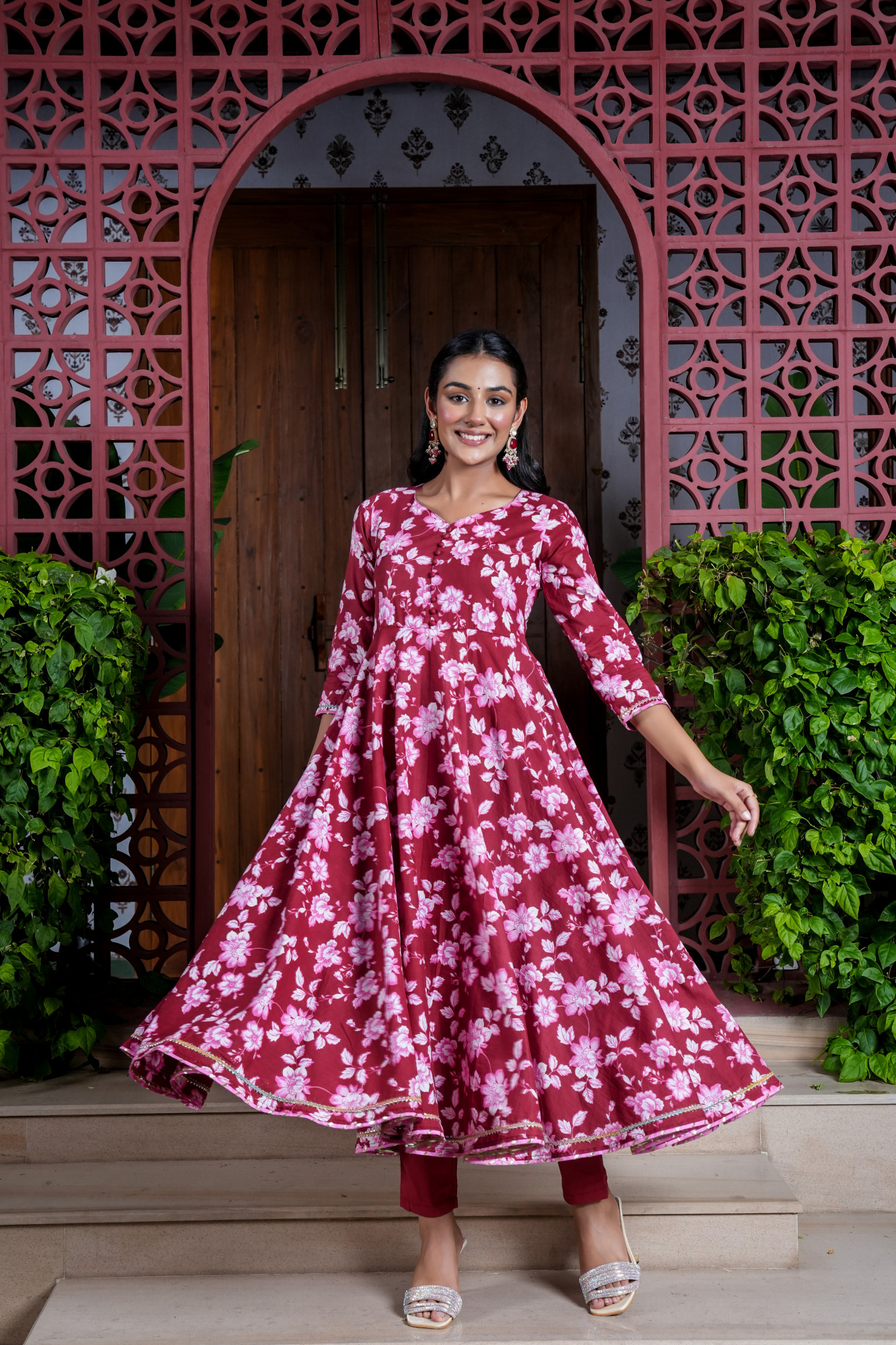MANIKA MAROON COTTON FLAIR