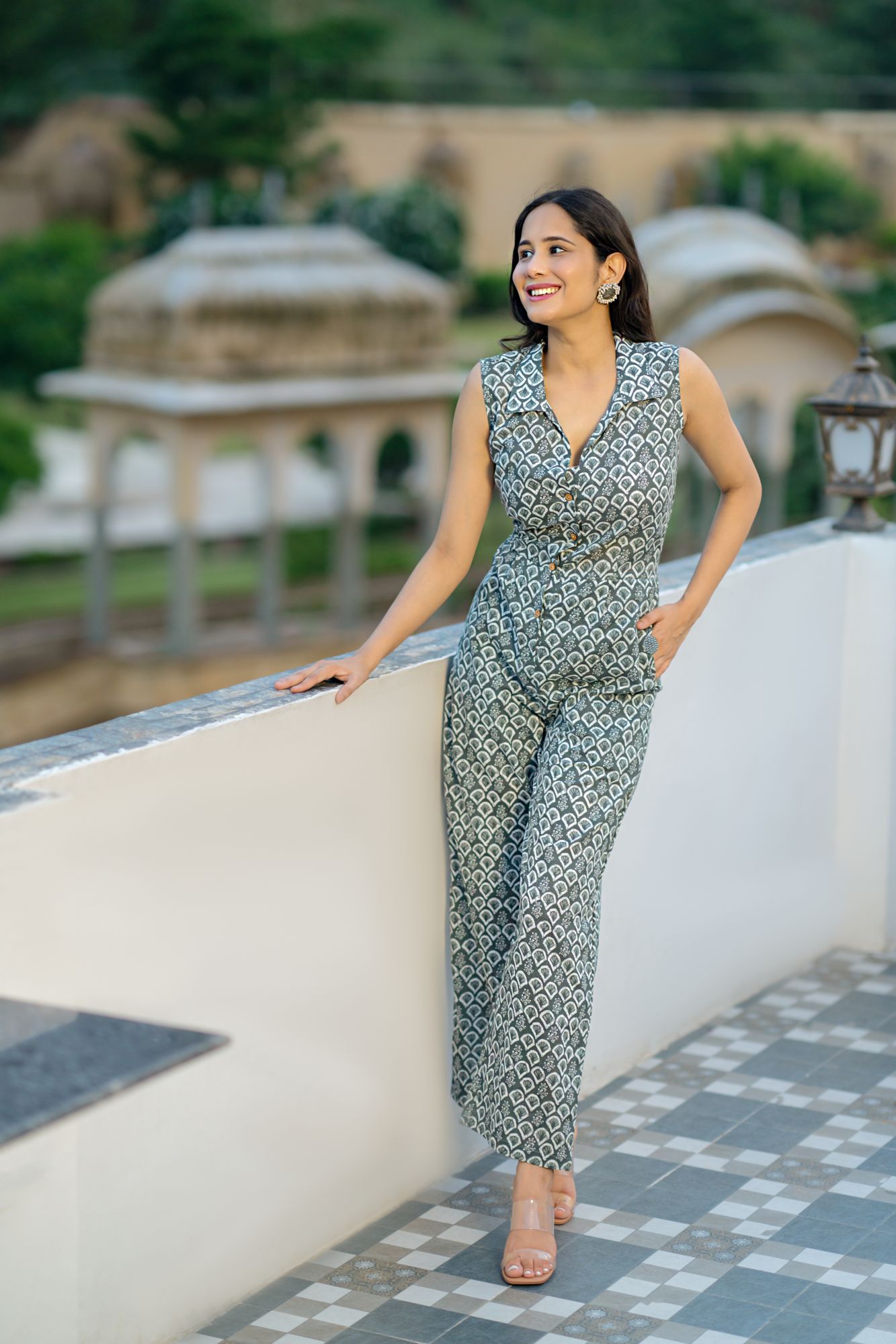 CHIC GREY COTTON JUMPSUIT