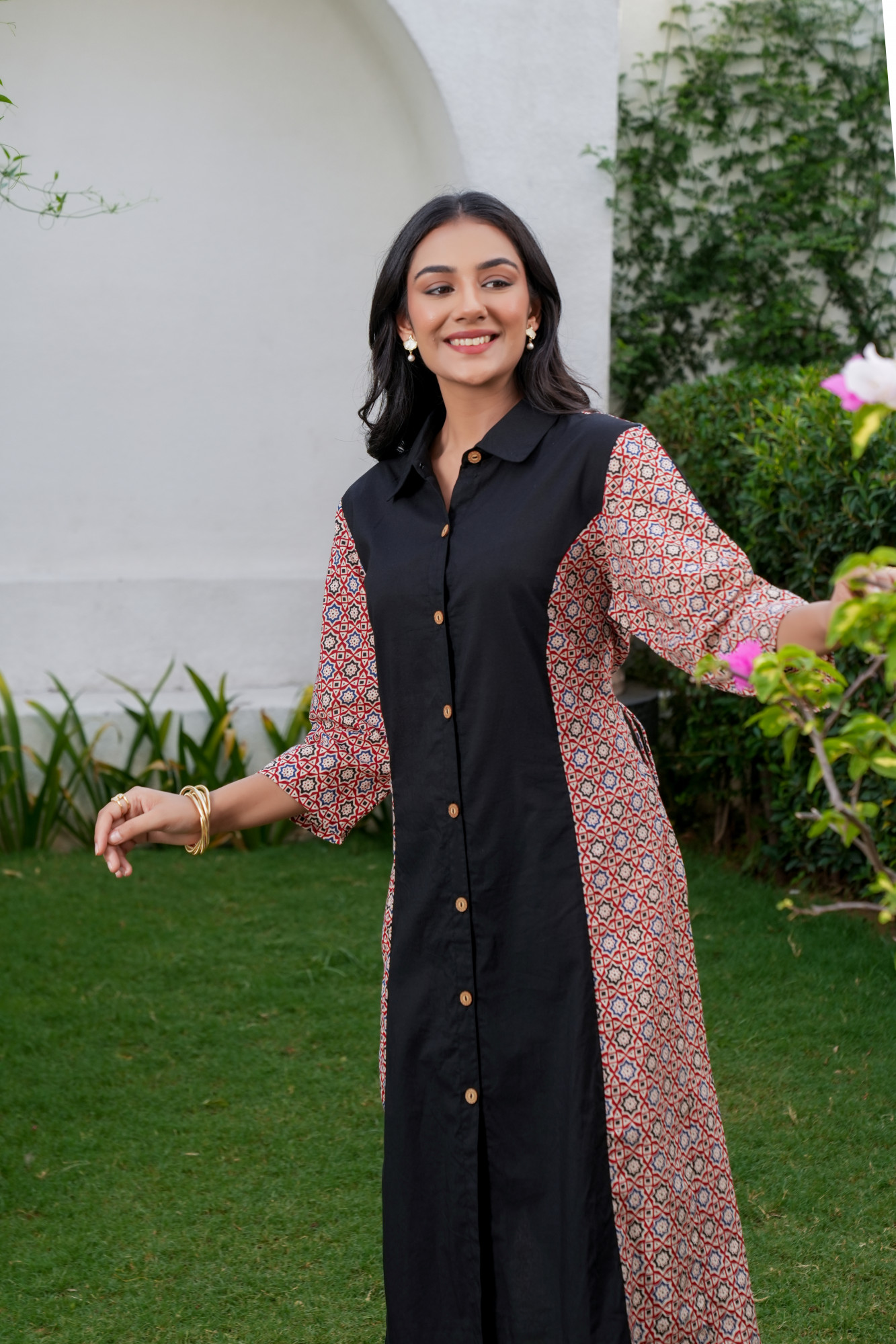 SHINE BLACK COTTON DRESS