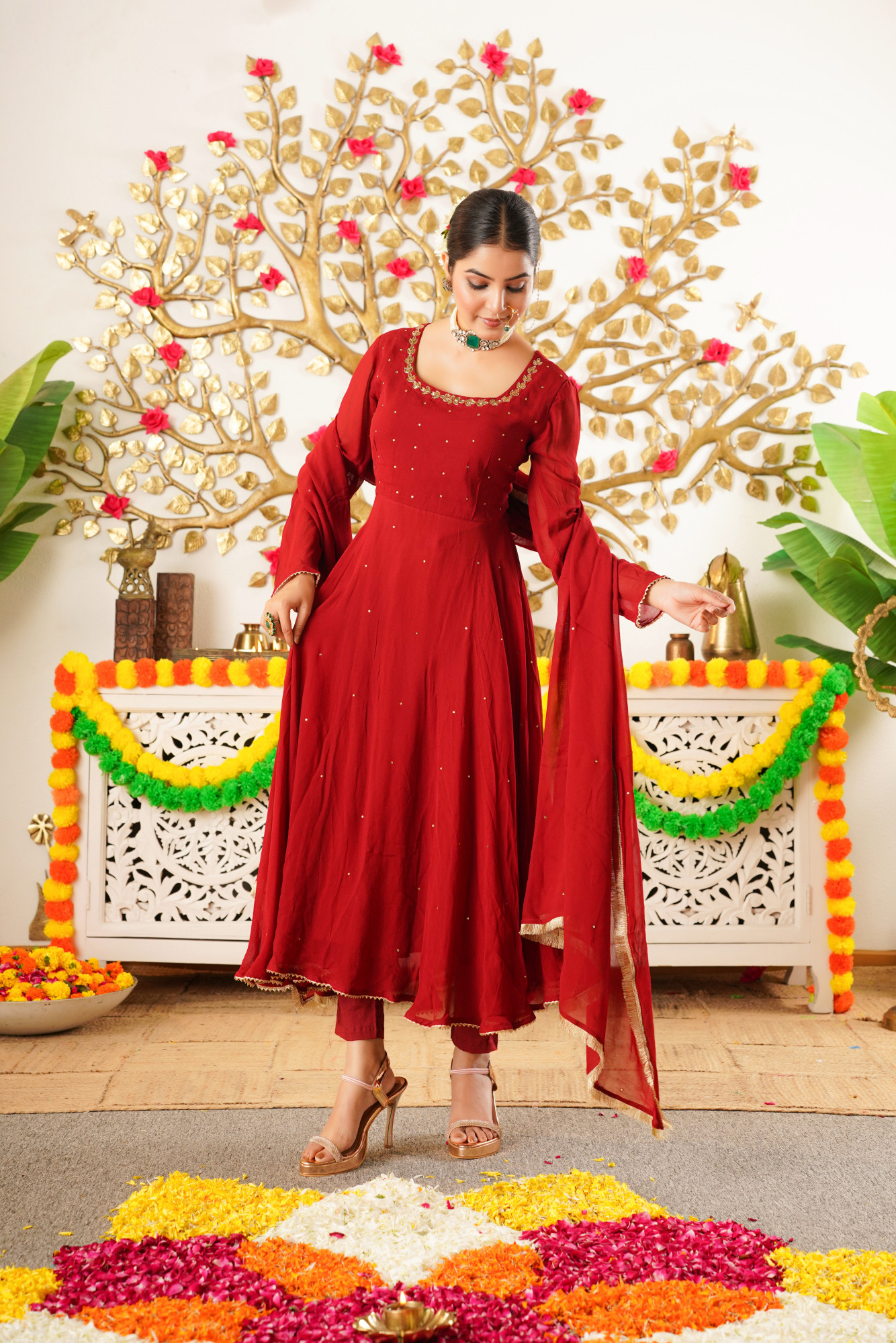 ZYRA MAROON ANARKALI SET