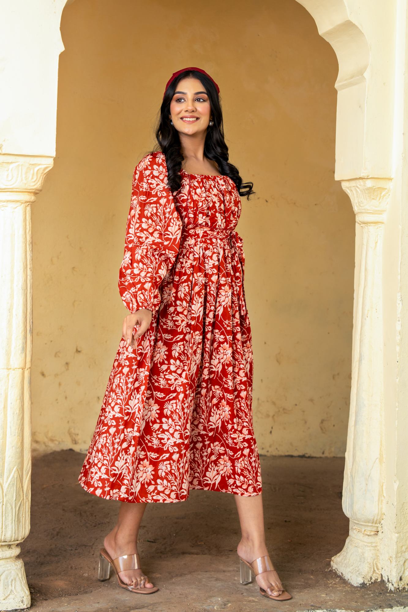 GULNAAR MAROON COTTON DRESS