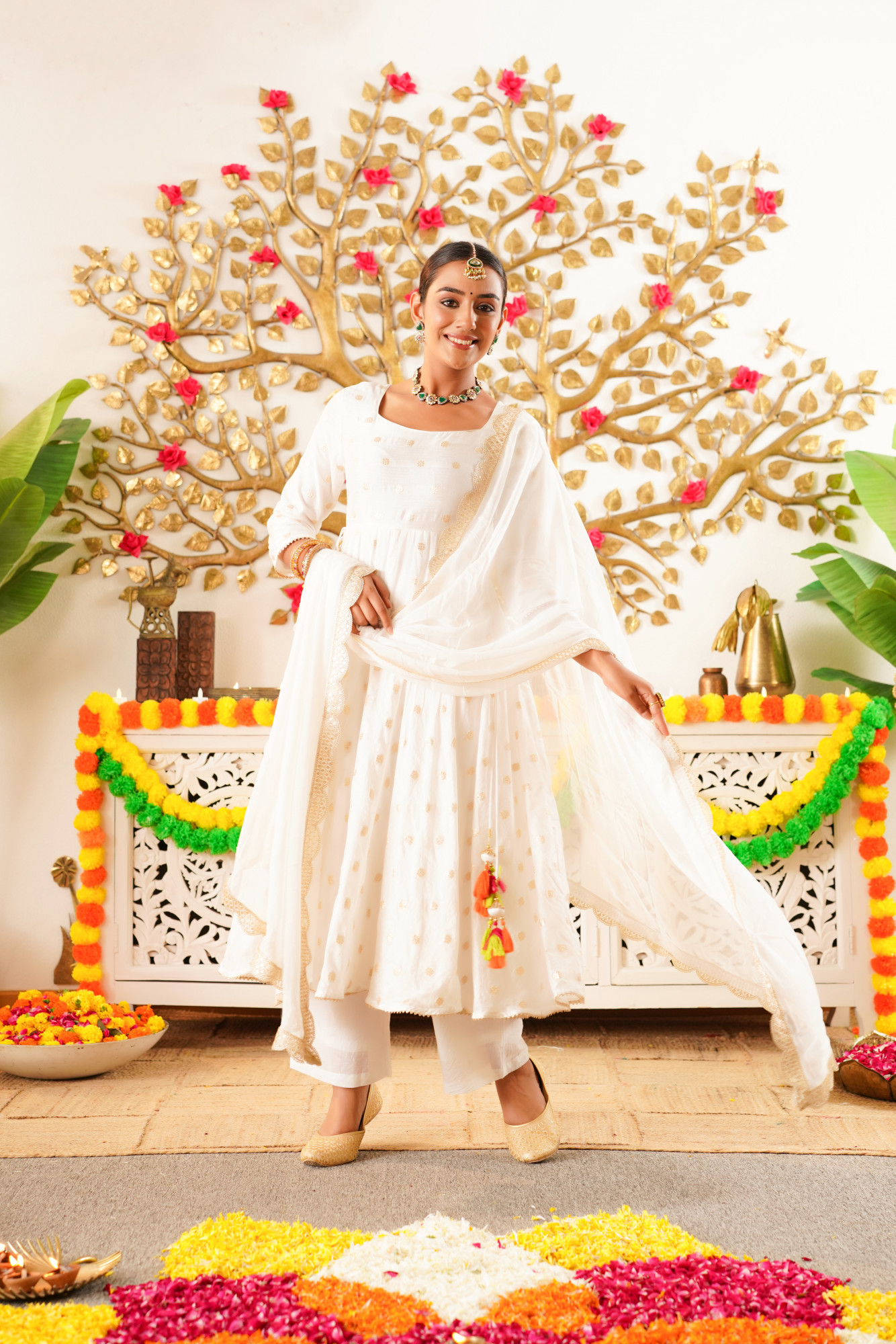 VIORA EMBROIDERED SILK ANARKALI SET