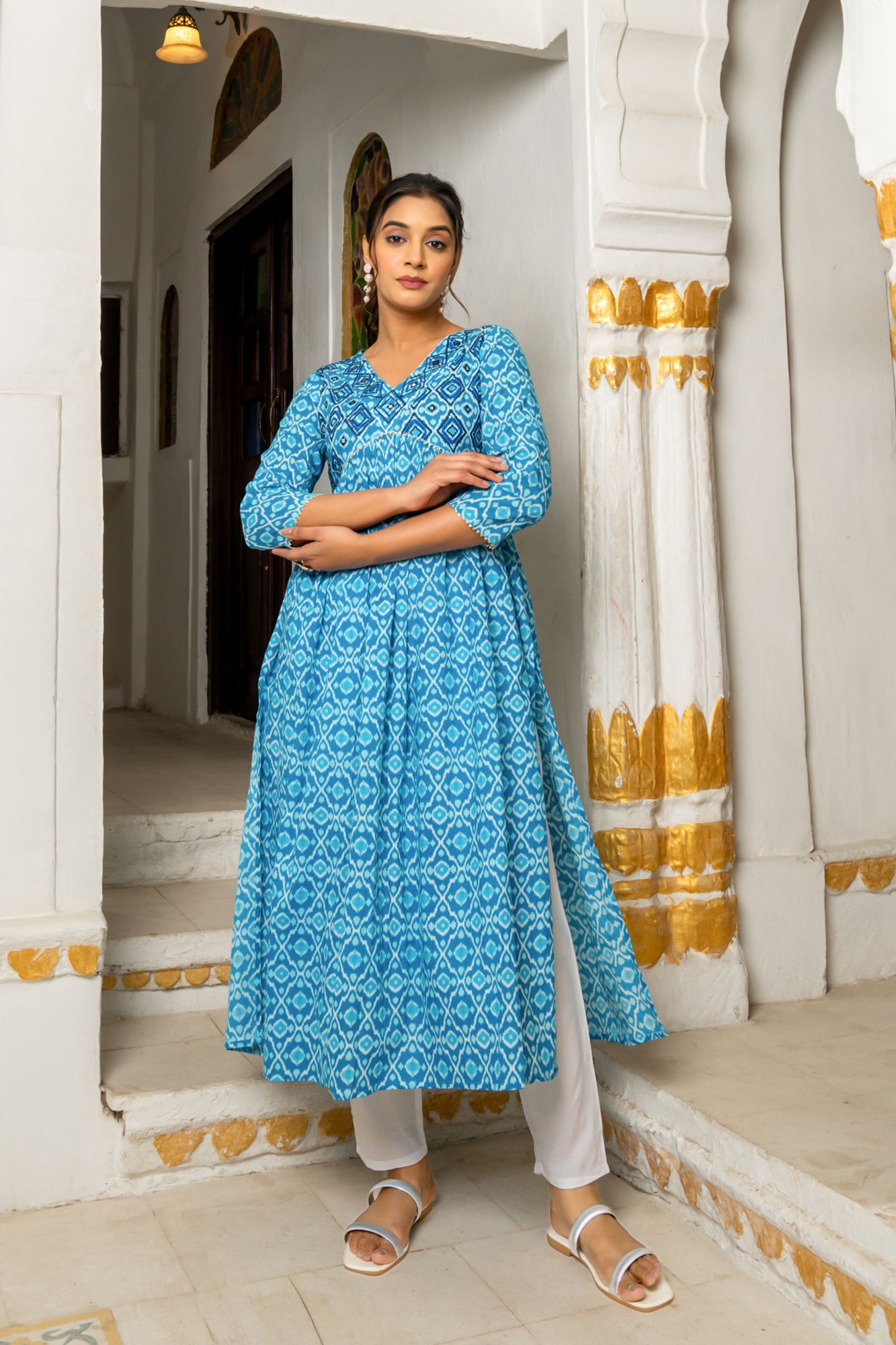 SKYLA COTTON MIRROR KURTA SET