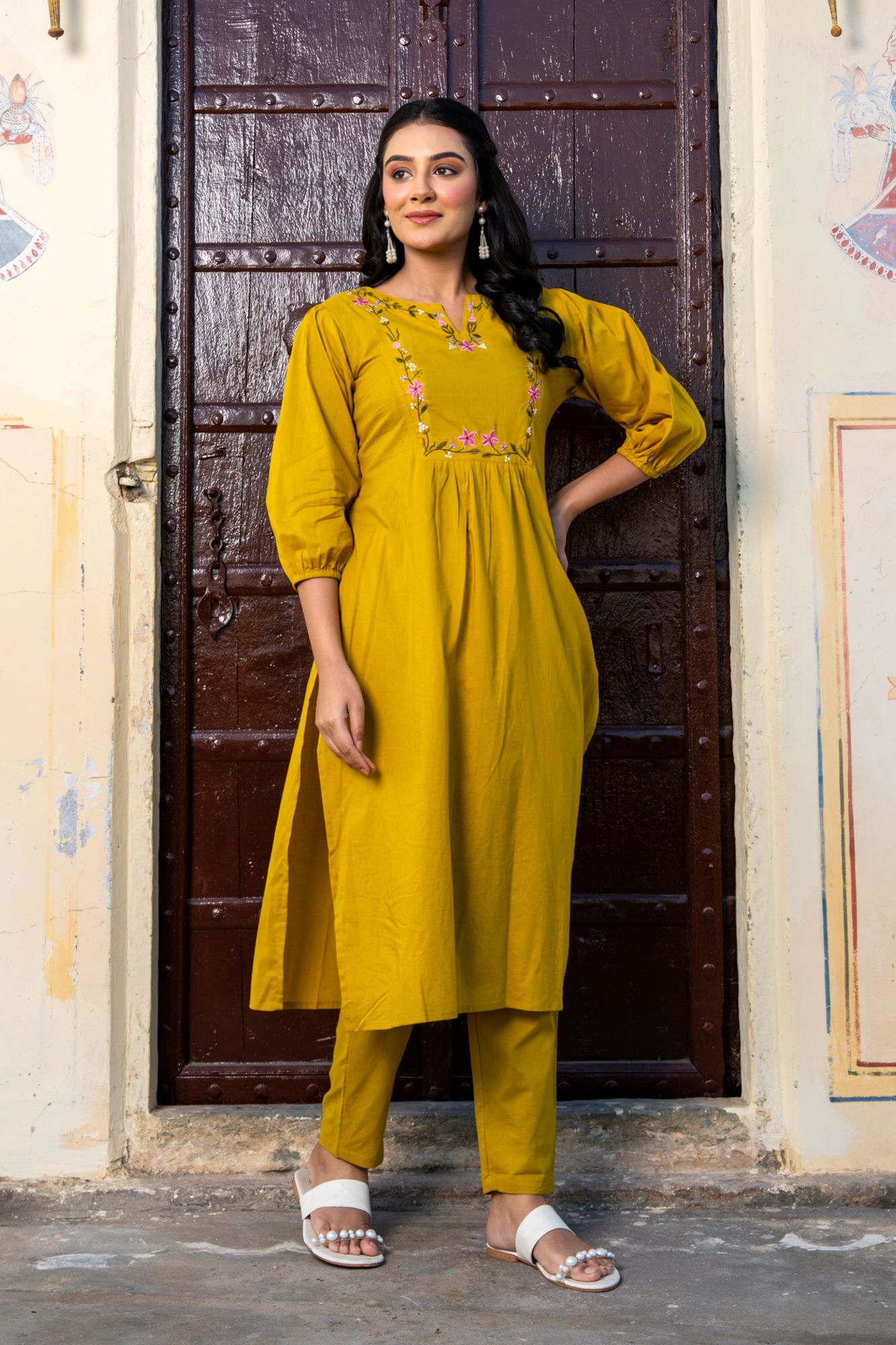 GULMIRA COTTON EMBROIDERY KURTA SET