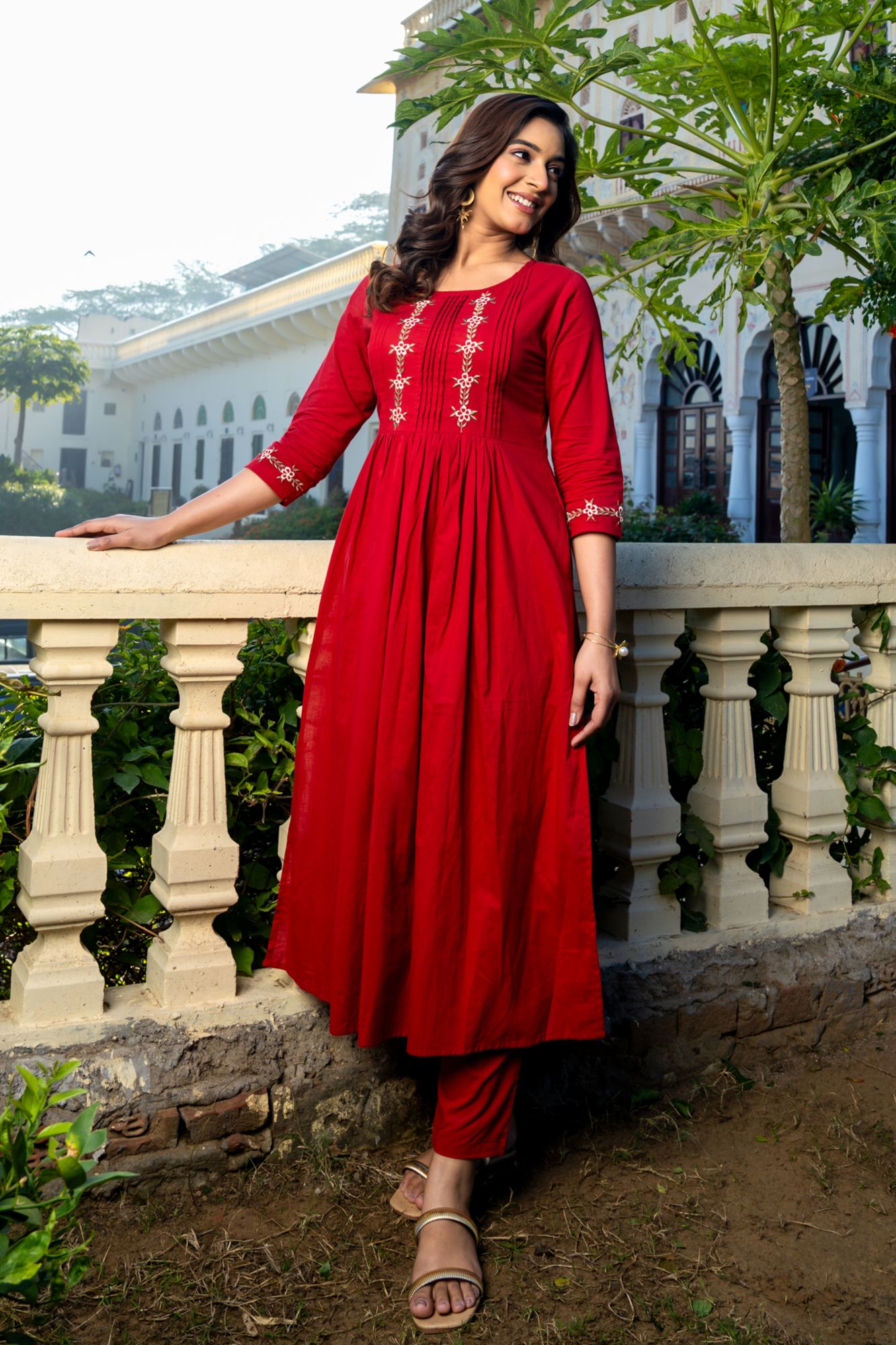RUBORA COTTON EMBROIDERY KURTA SET