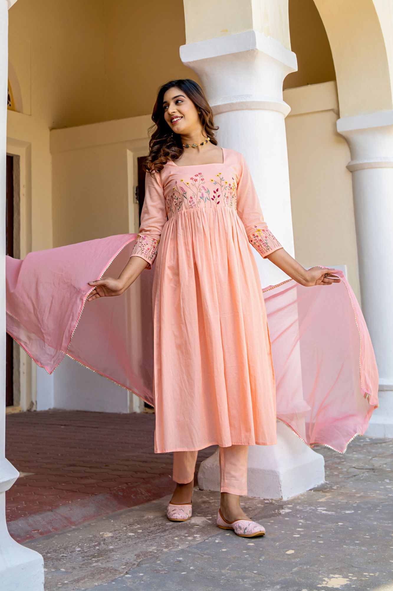 BLOSSOM COTTON EMBROIDERY KURTA SET