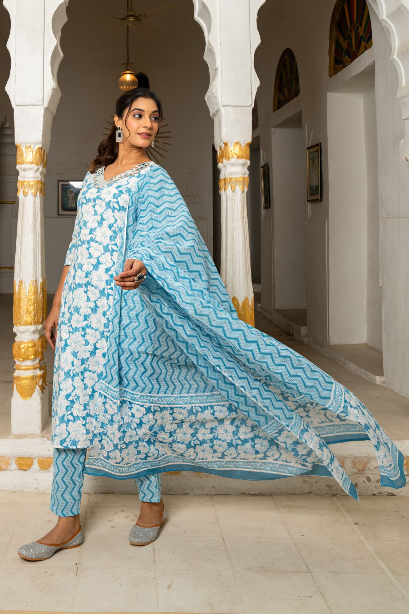 TARINI EMBROIDERY COTTON KURTA SET