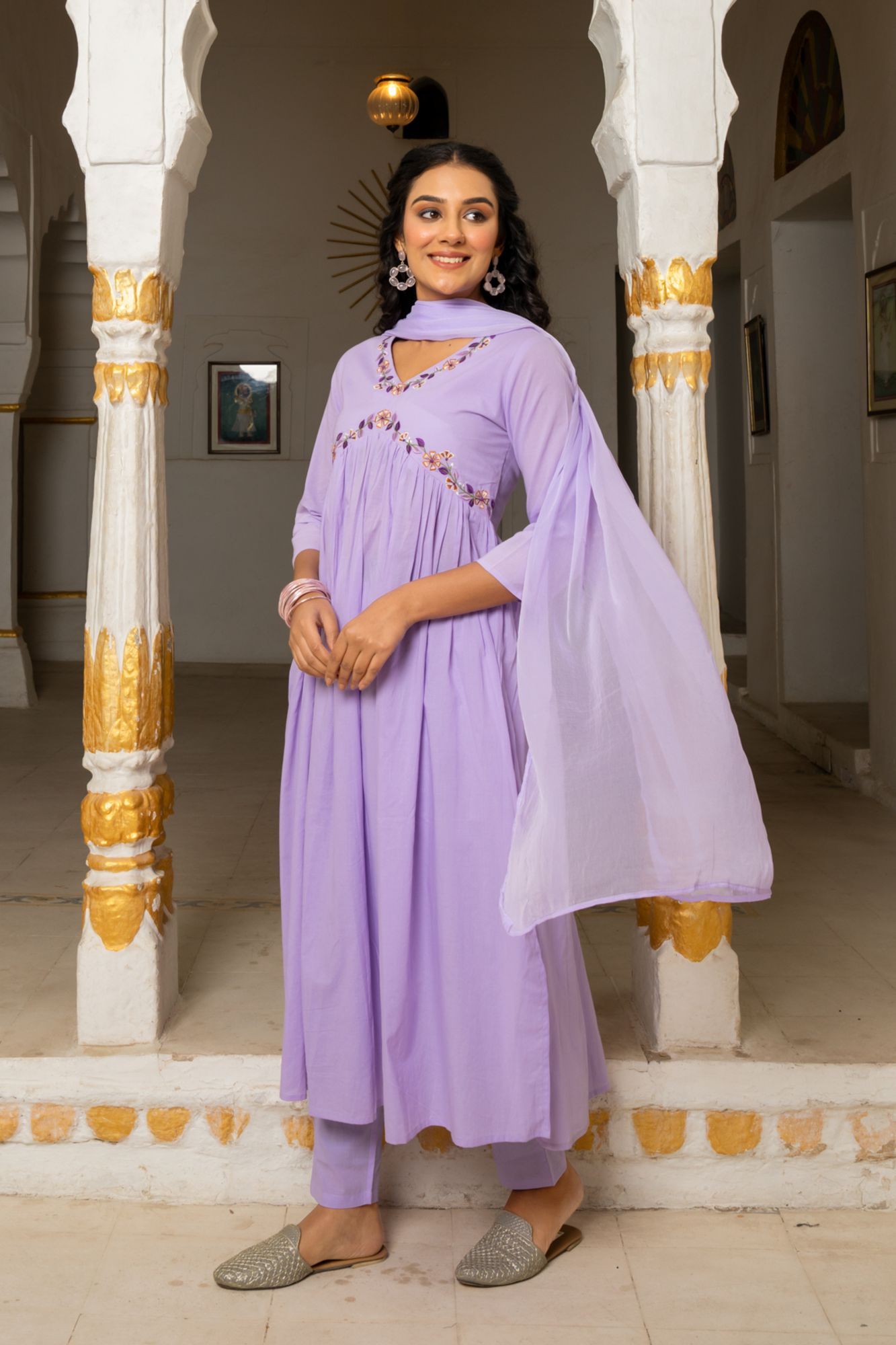 LAVIKA COTTON EMBROIDERY KURTA SET