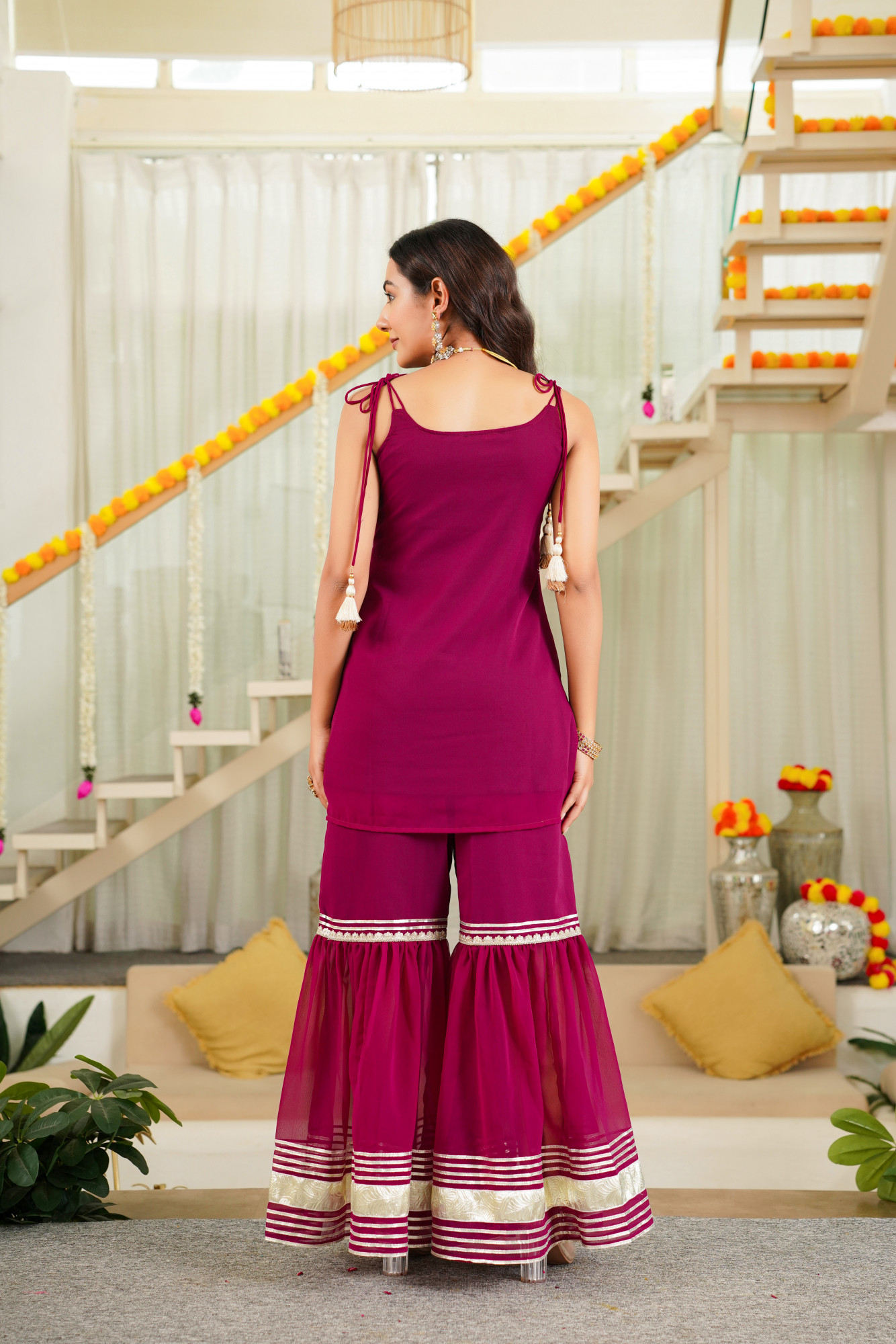 CLARA WINE SHARARA SET