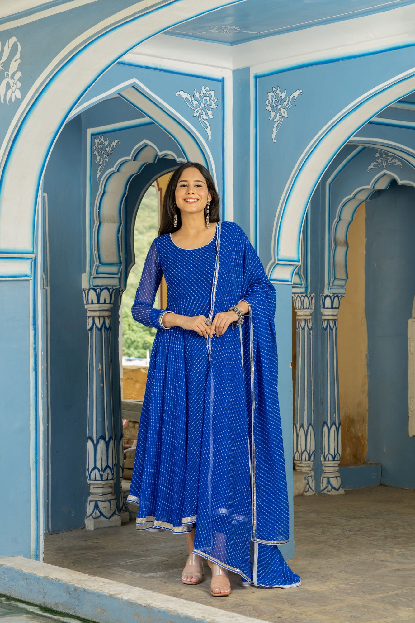 SAPPHIRE GEORGETTE LEHERIYA SUIT SET