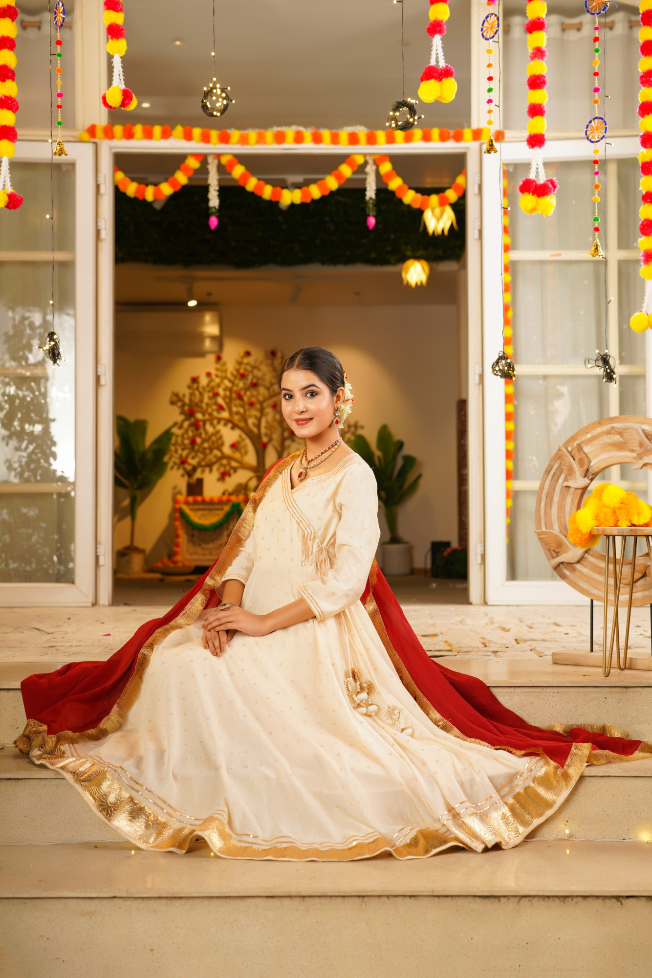 GLOWRA CREWAM CHANDERI ANARKALI SET