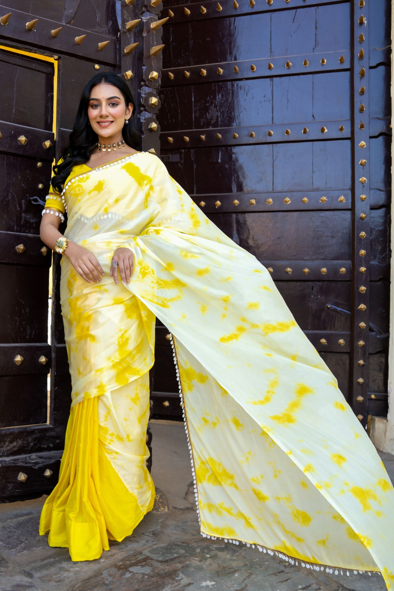 SUNFLOWER TIE-DYE PRE-DRAPED SAREE
