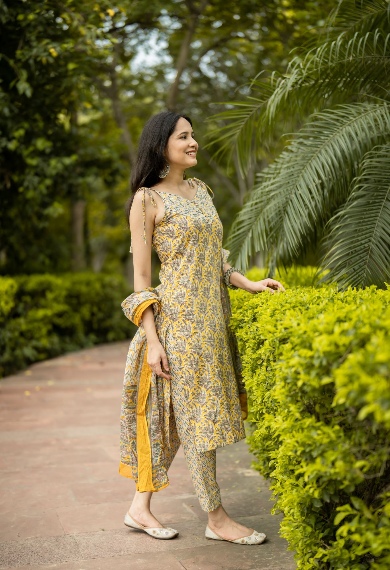 YELLOW COTTON CASUAL KURTA SET