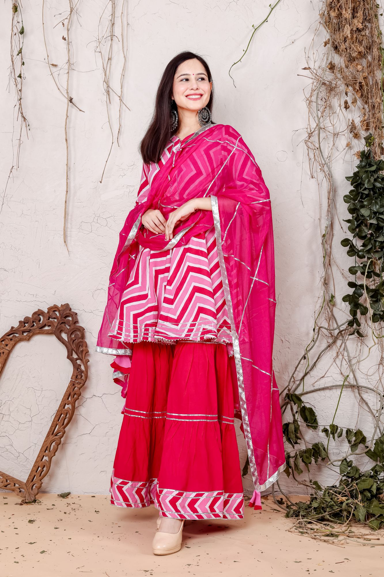 SHADES OF PINK FLOWY SHARARA SET